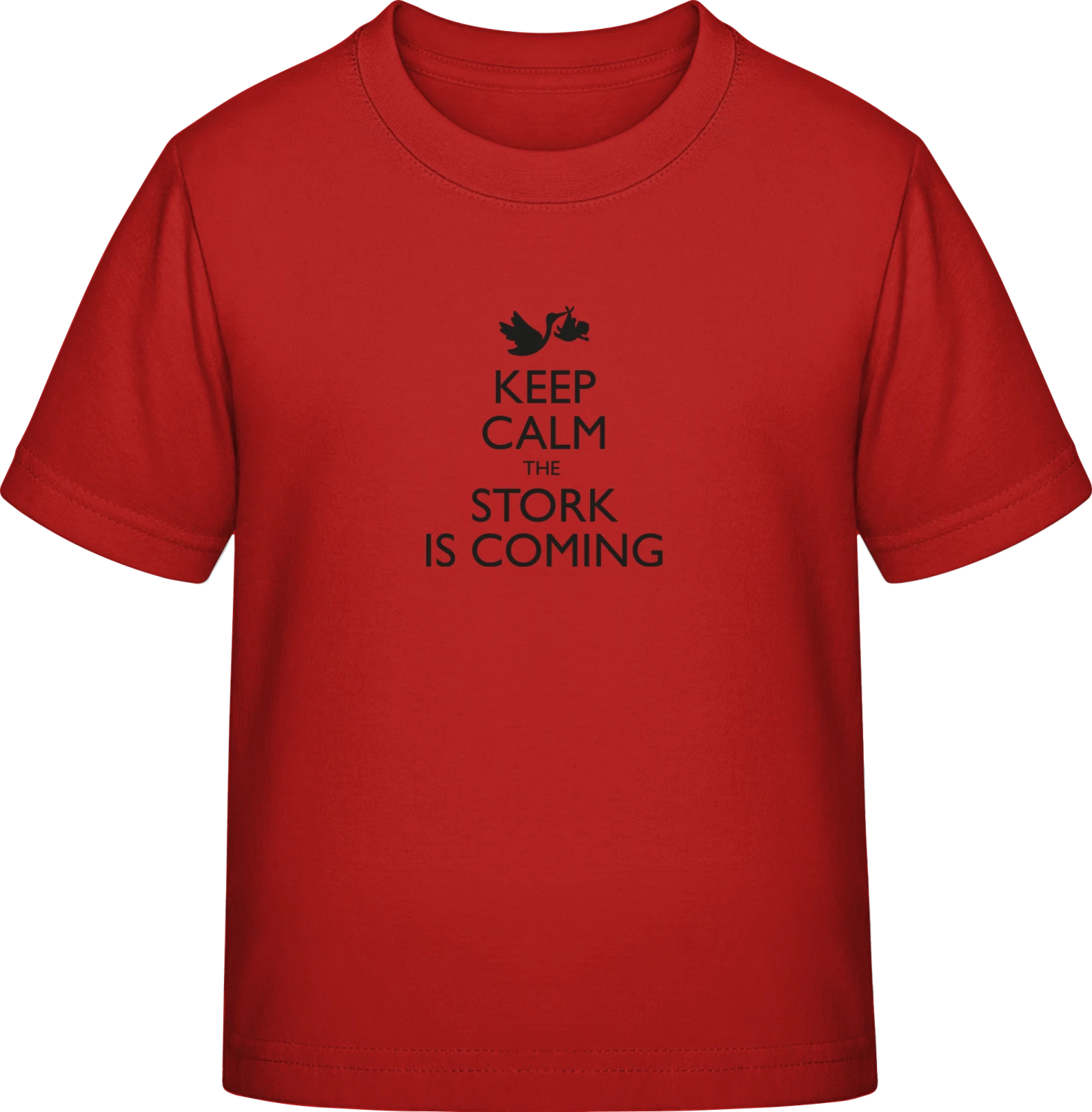 Keep Calm The Stork Is Coming - Red Exact 190 Kids - Front