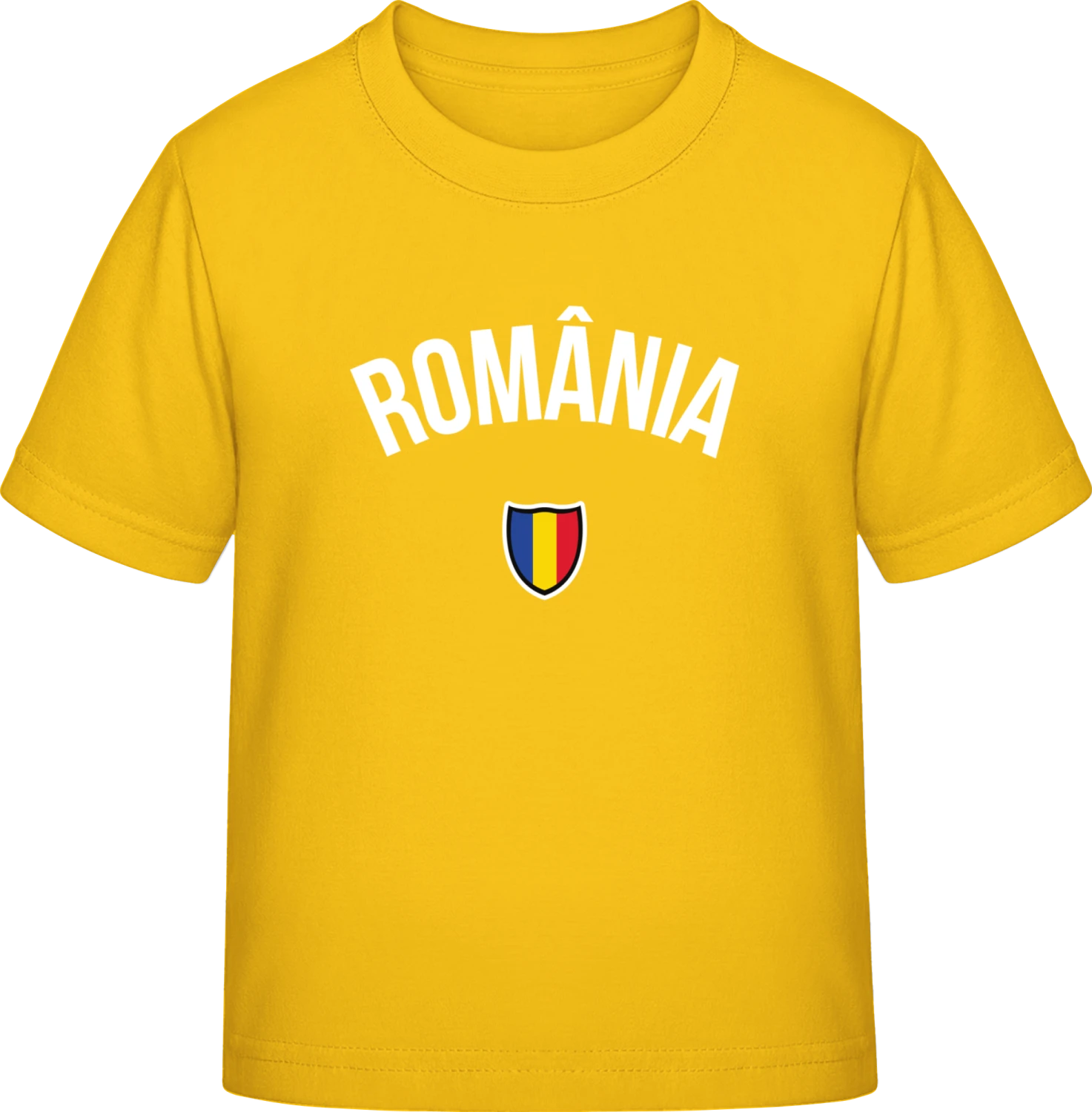 ROMANIA Flag Fan - Gold Exact 190 Kids - Front