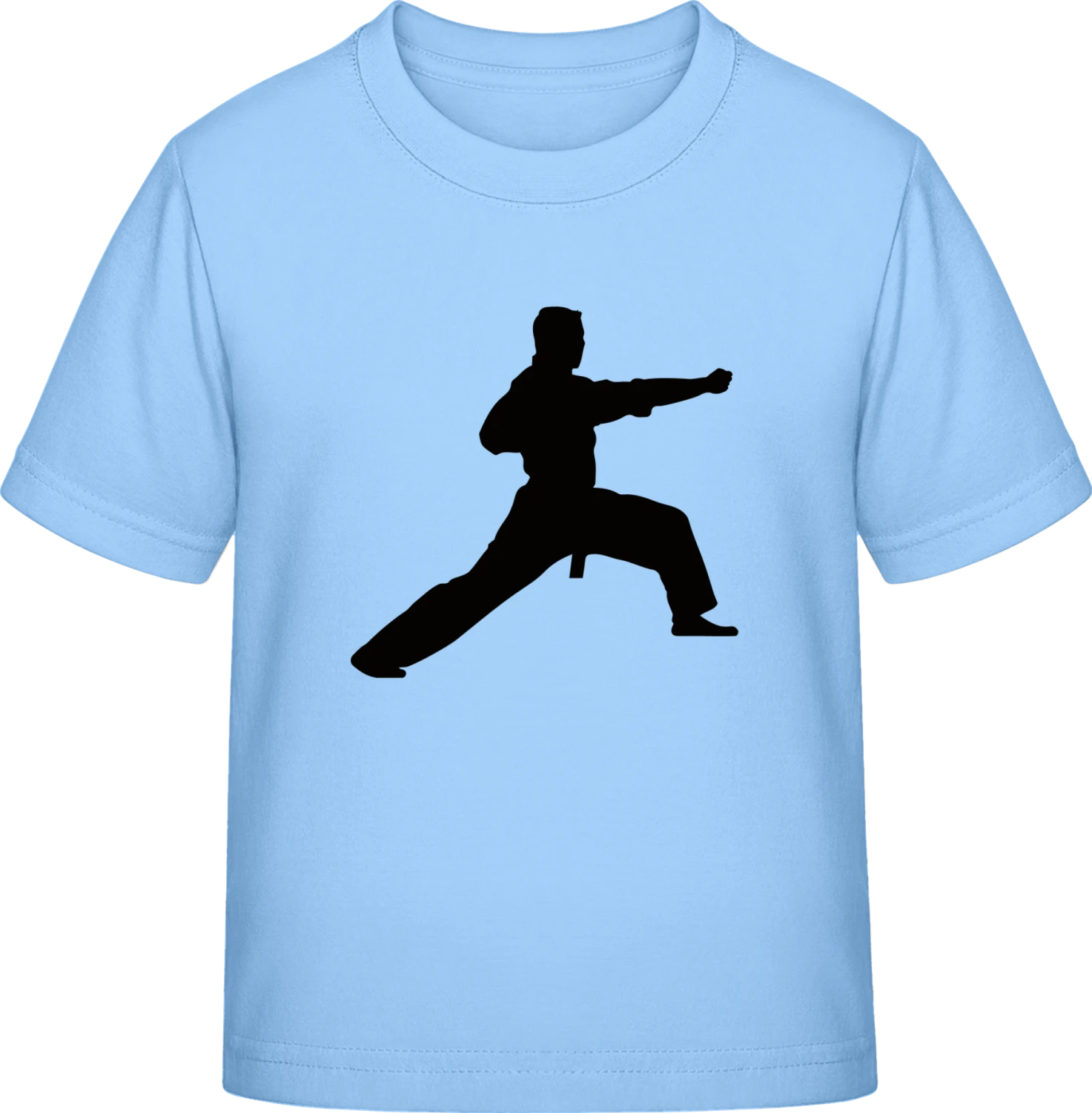 Kung Fu Fighter Silhouette - Sky Blue Exact 190 Kids - Front