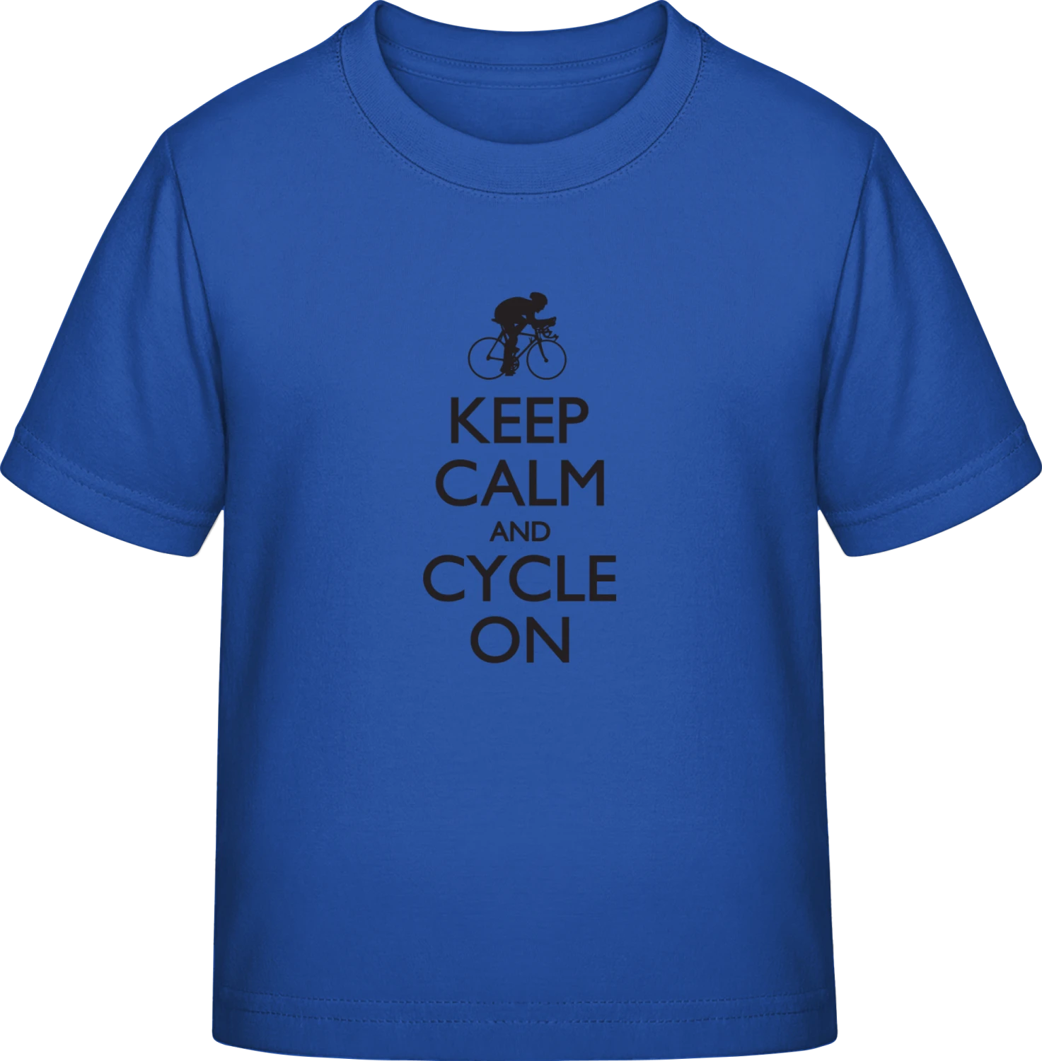 Keep Calm and Cycle on - Royal Blue Exact 190 Kids - Front