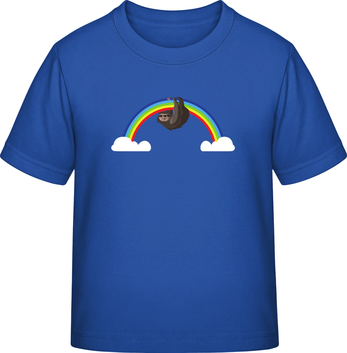 Sloth On Rainbow - Royal Blue Exact 190 Kids - Front