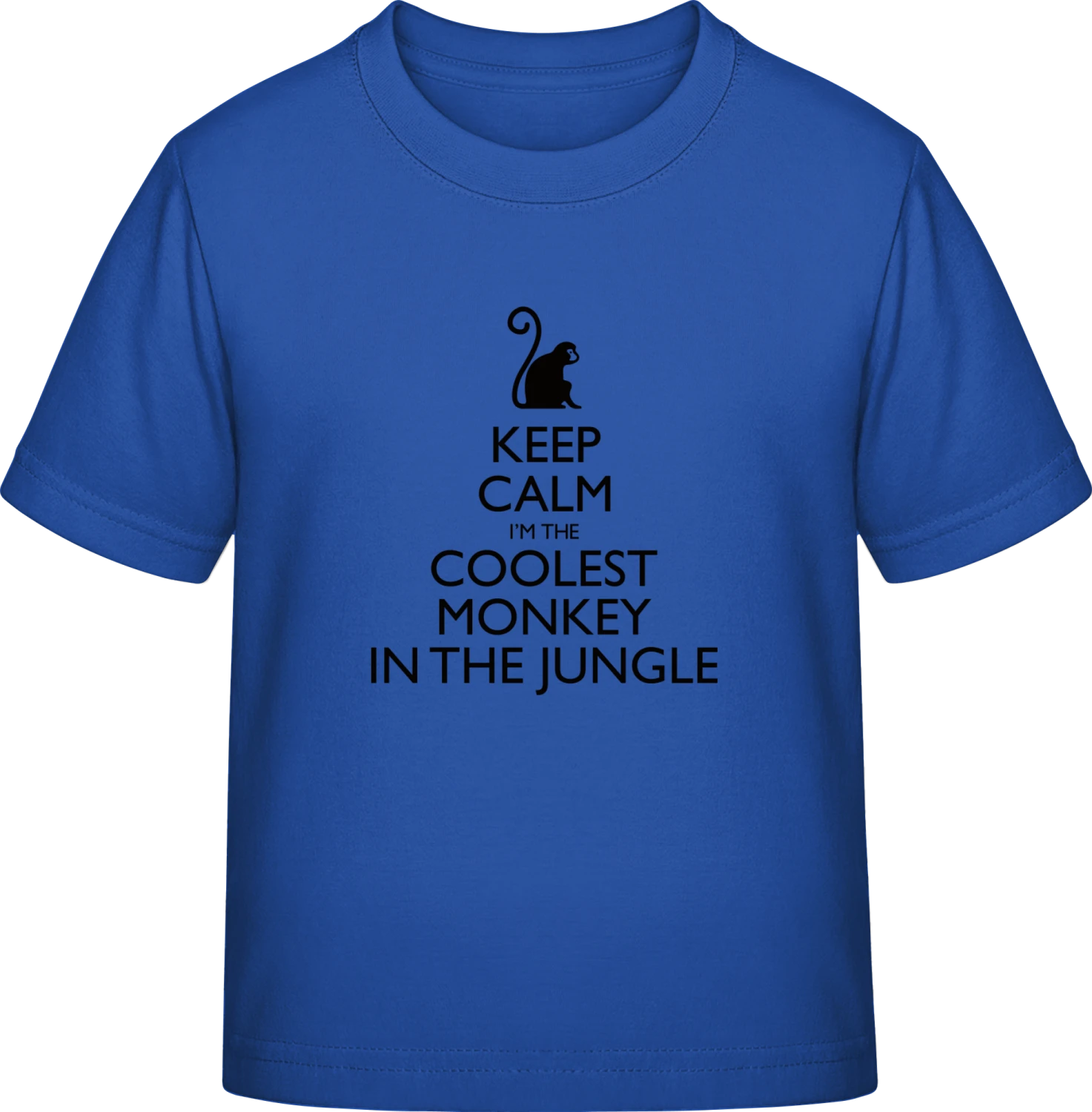 Keep Calm Monkey - Royal Blue Exact 190 Kids - Front