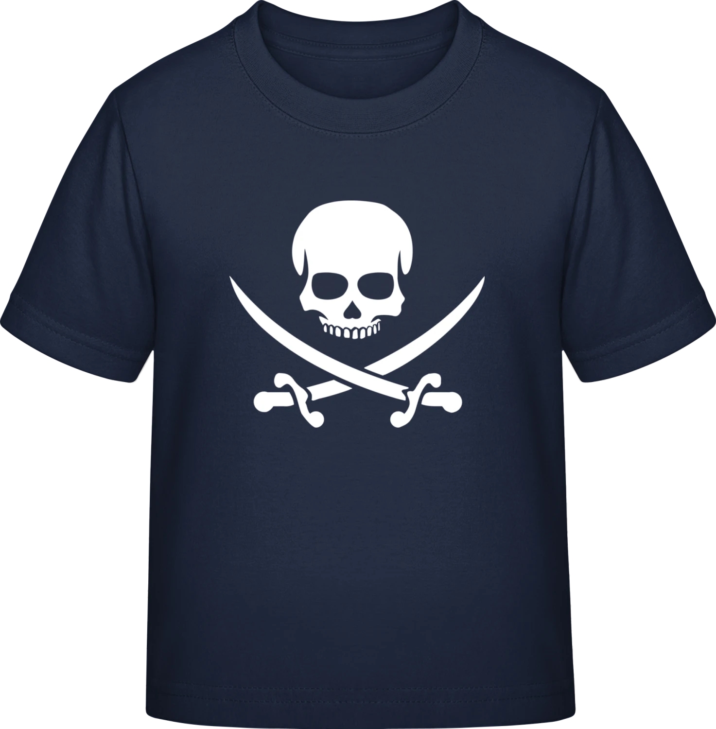 Pirate Skull With Crossed Swords - Navy Exact 190 Kids - Front