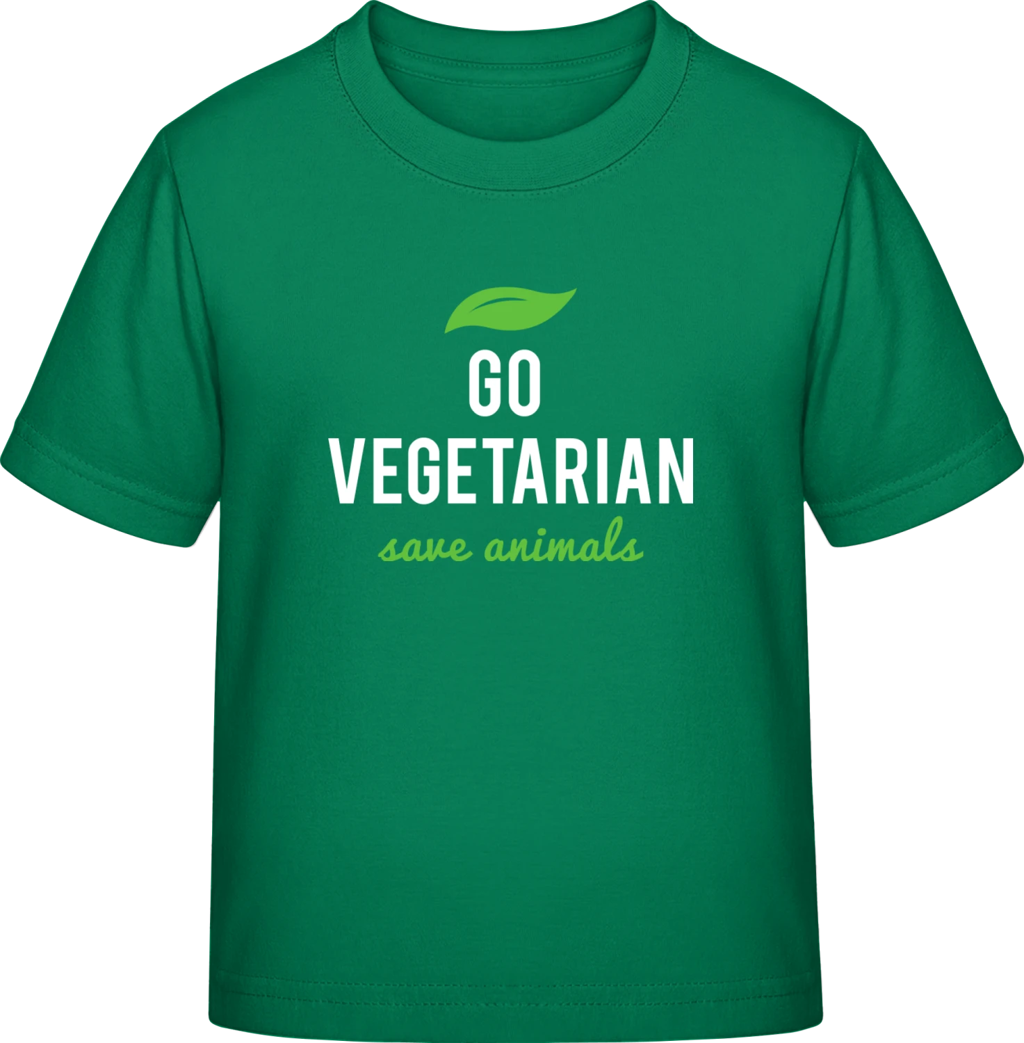 Go Vegetarian Save Animals - Kelly Green Exact 190 Kids - Front