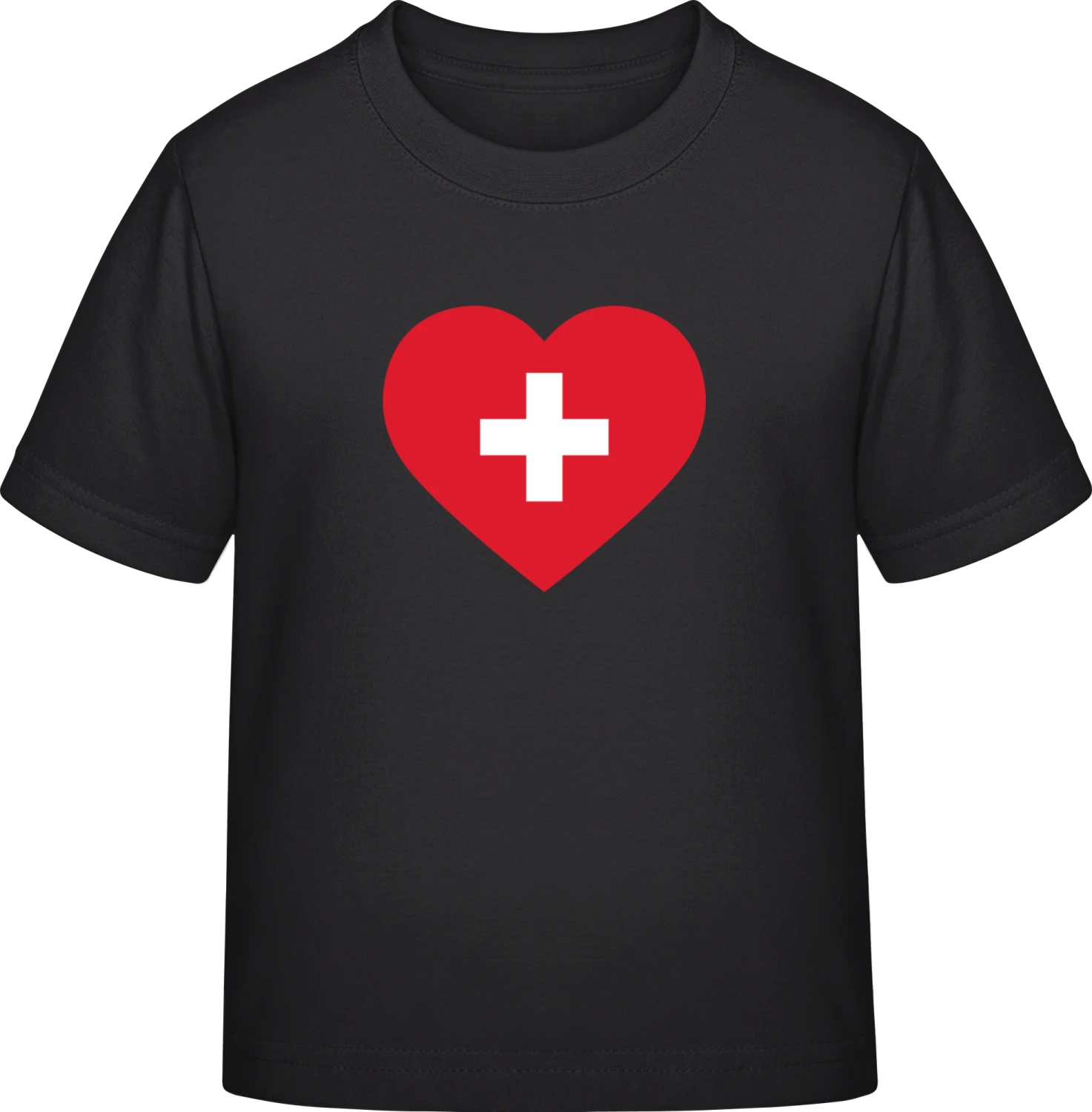 Switzerland Heart Flag - Black Exact 190 Kids - Front