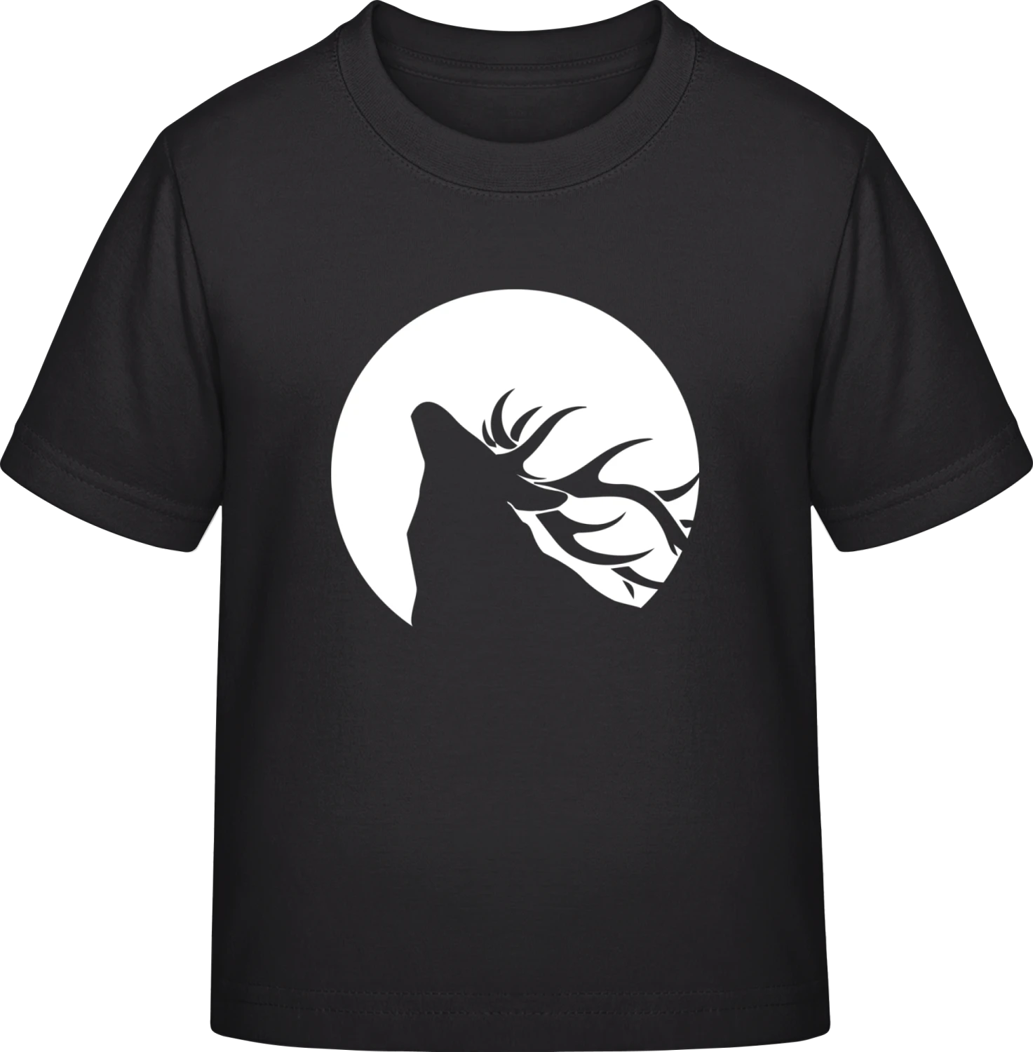 Deer with Moon - Black Exact 190 Kids - Front