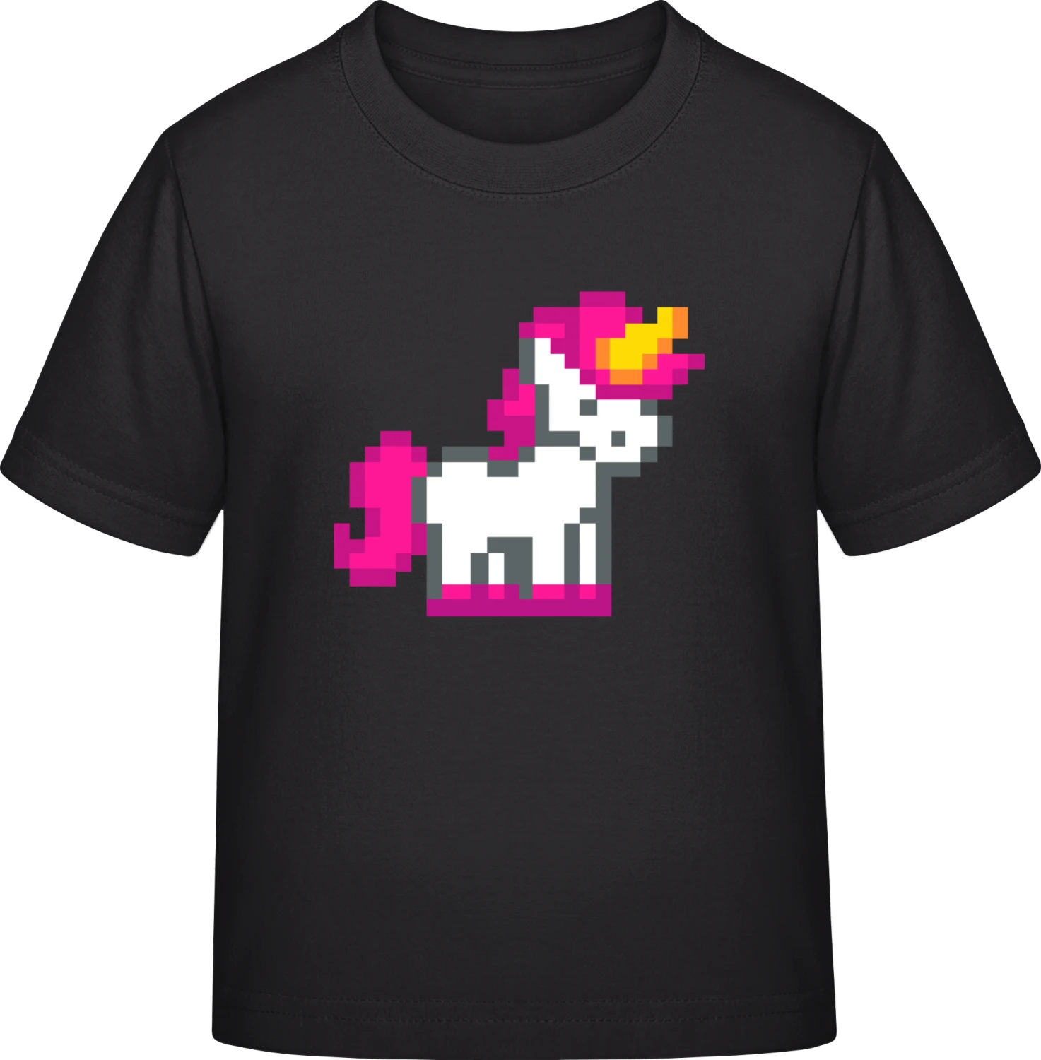 Pixel Unicorn - Black Exact 190 Kids - Front