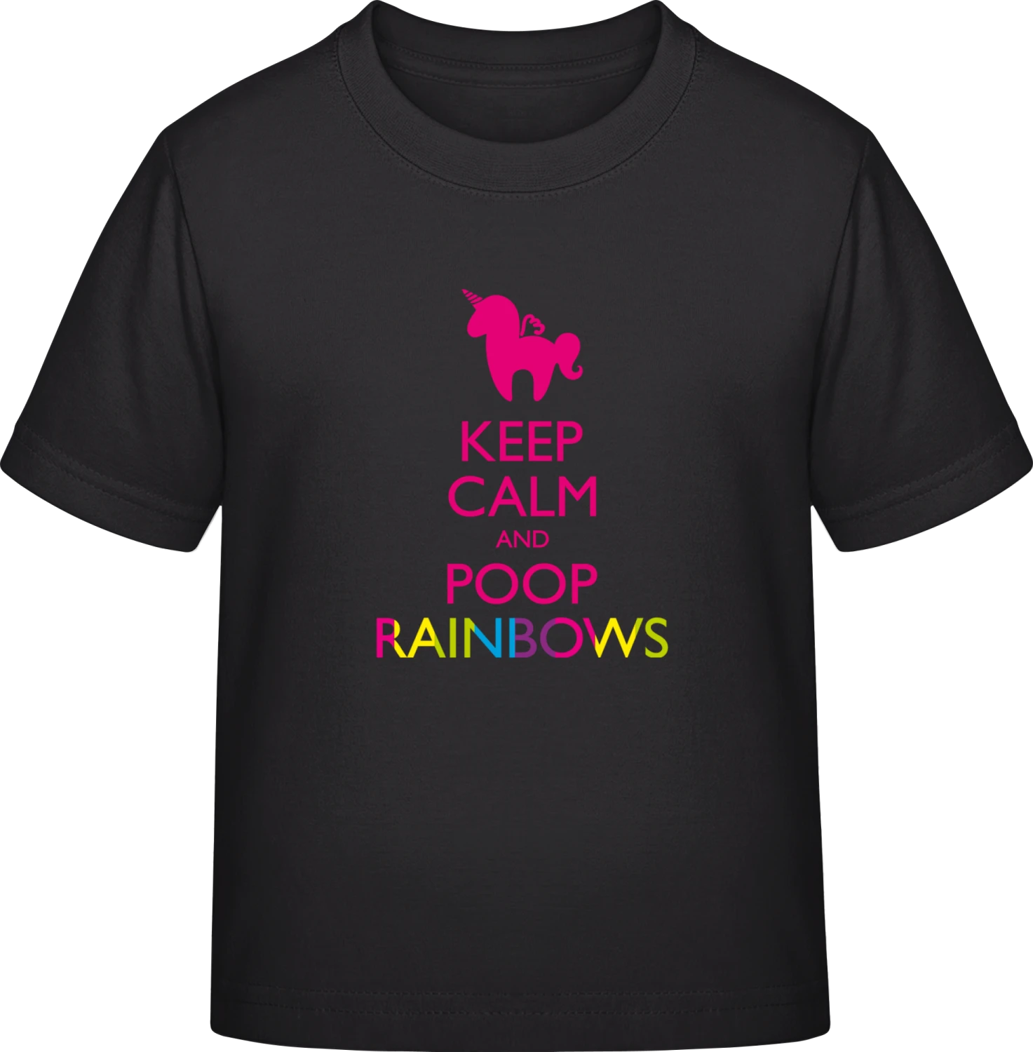 Poop Rainbows Unicorn - Black Exact 190 Kids - Front