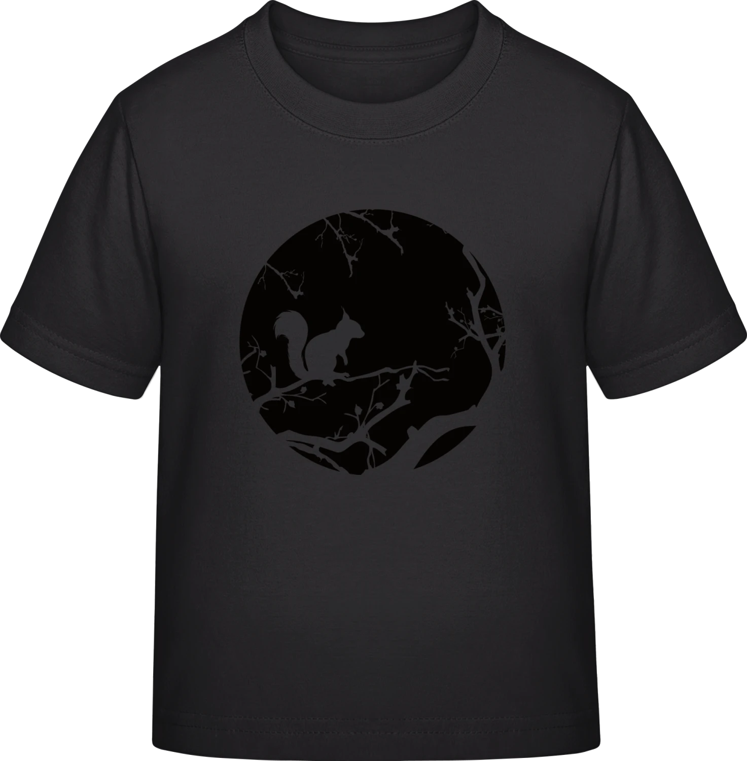 Squirrel And Branches Silhouette  - Black Exact 190 Kids - Front