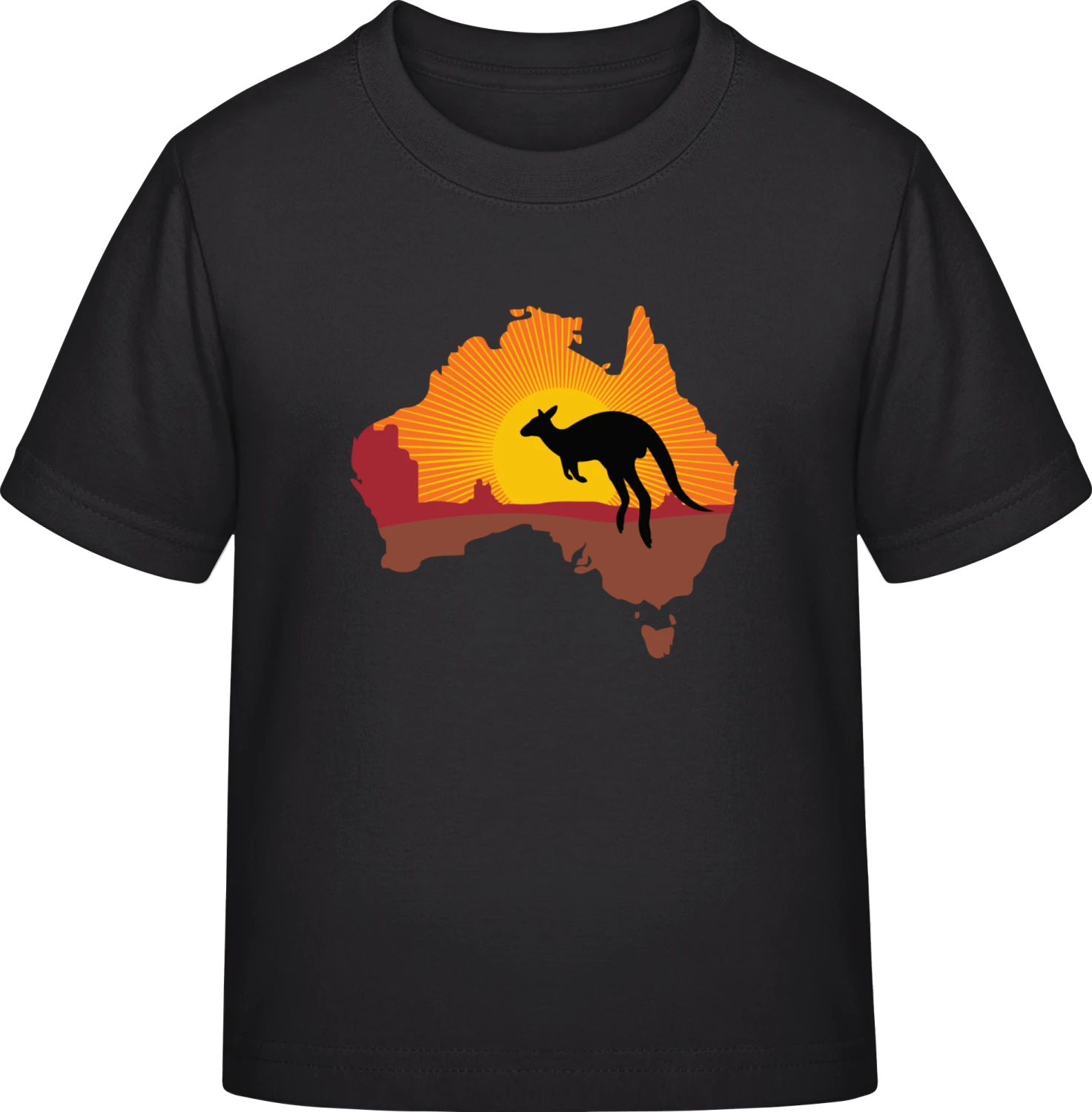 Kangaroo In Australia Desert - Black Exact 190 Kids - Front