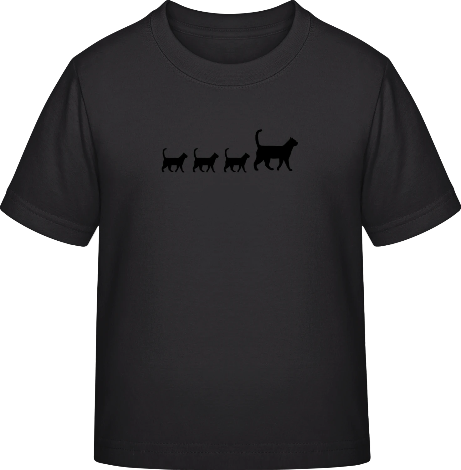 Cat Family Silhouette - Black Exact 190 Kids - Front