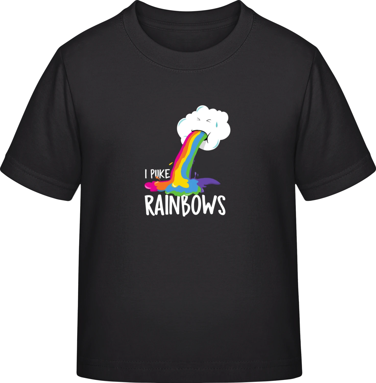 I Puke Rainbows - Black Exact 190 Kids - Front