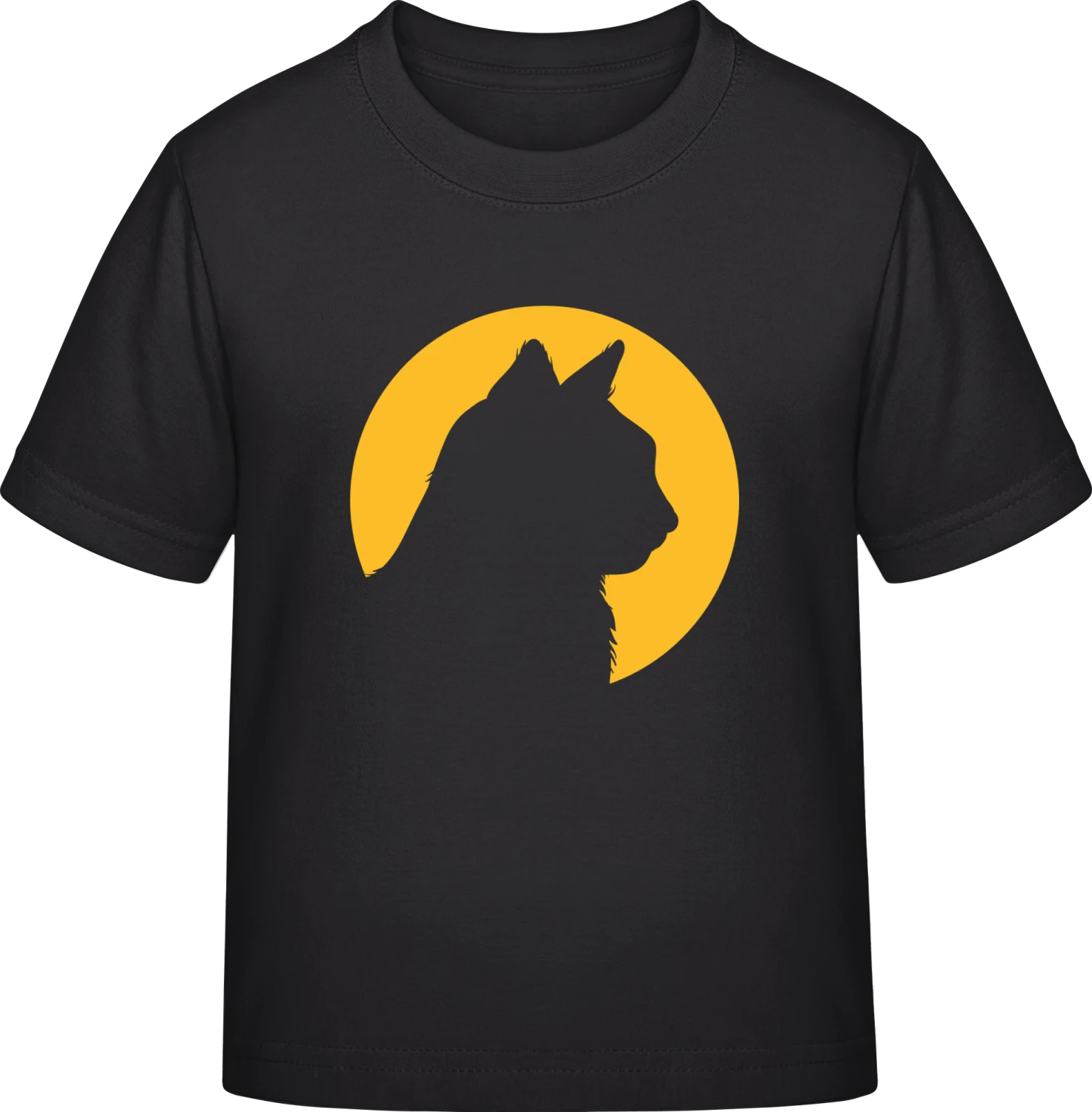 Cat Head In Moonlight - Black Exact 190 Kids - Front