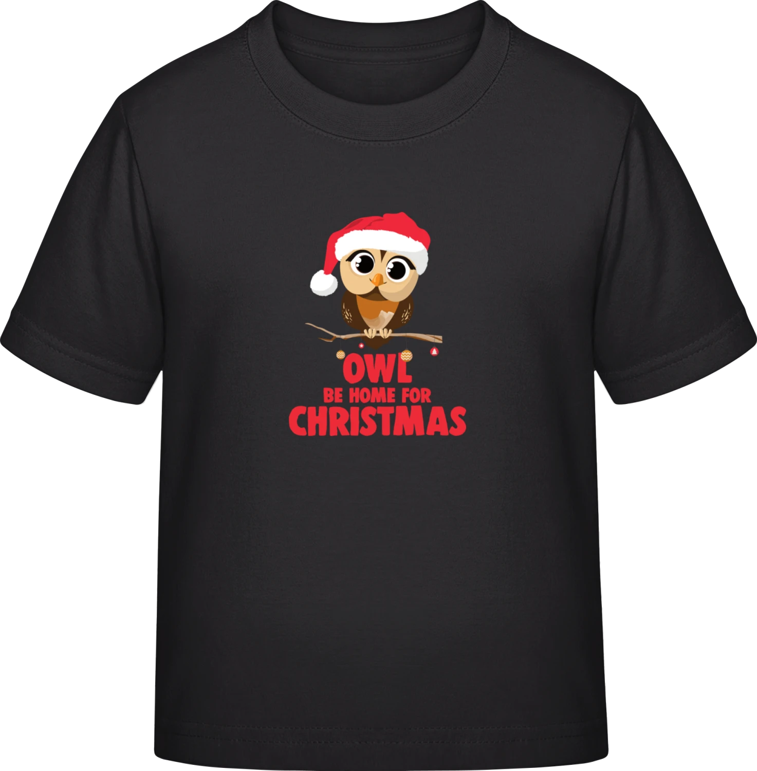 Owl Be Home For Christmas - Black Exact 190 Kids - Front