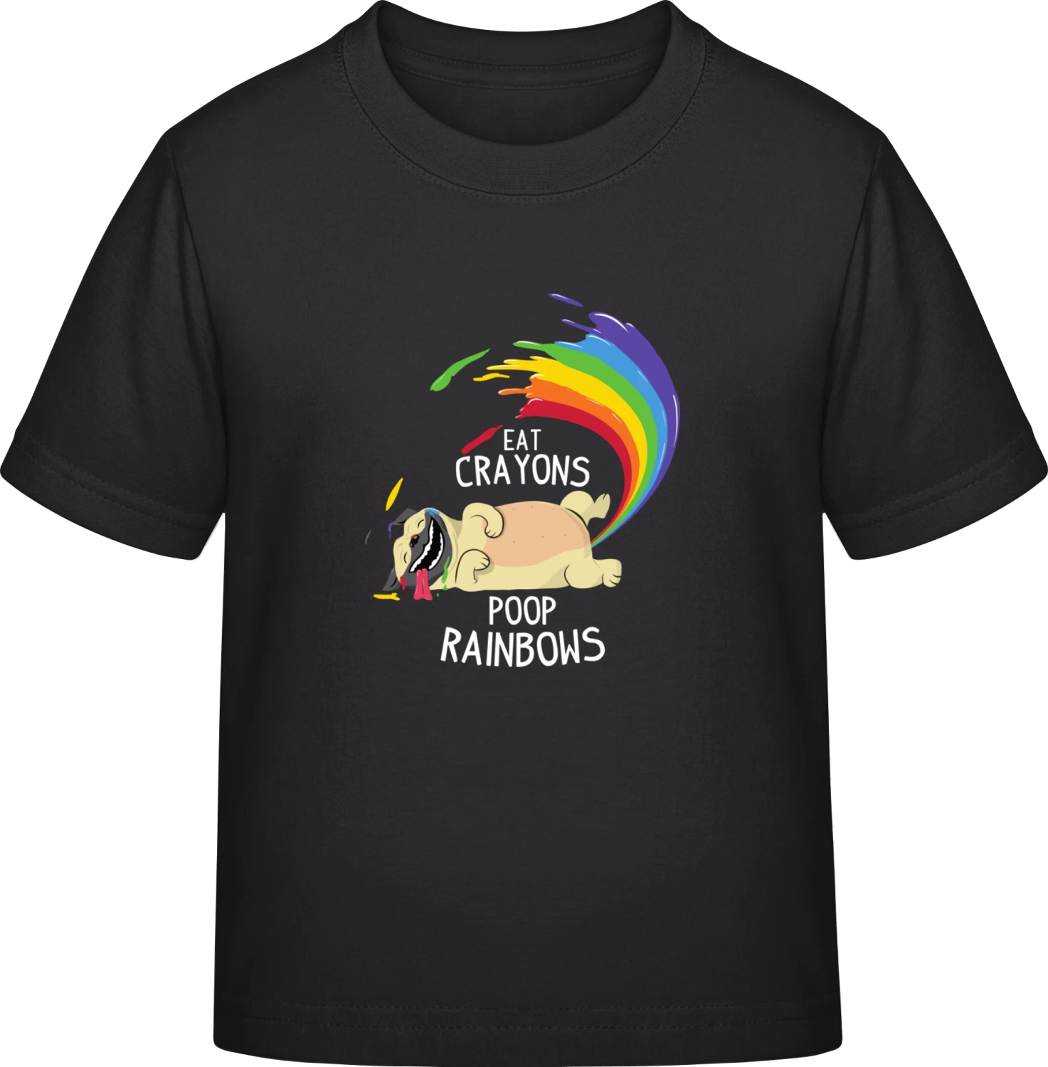 Eat Crayons Poop Rainbows - Black Exact 190 Kids - Front