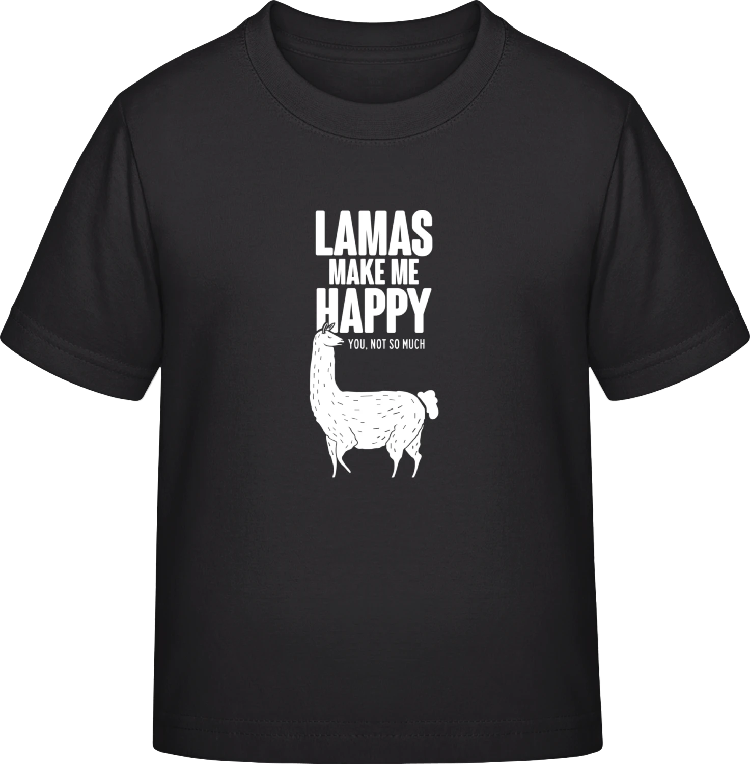 Llamas Make Me Happy - Black Exact 190 Kids - Front