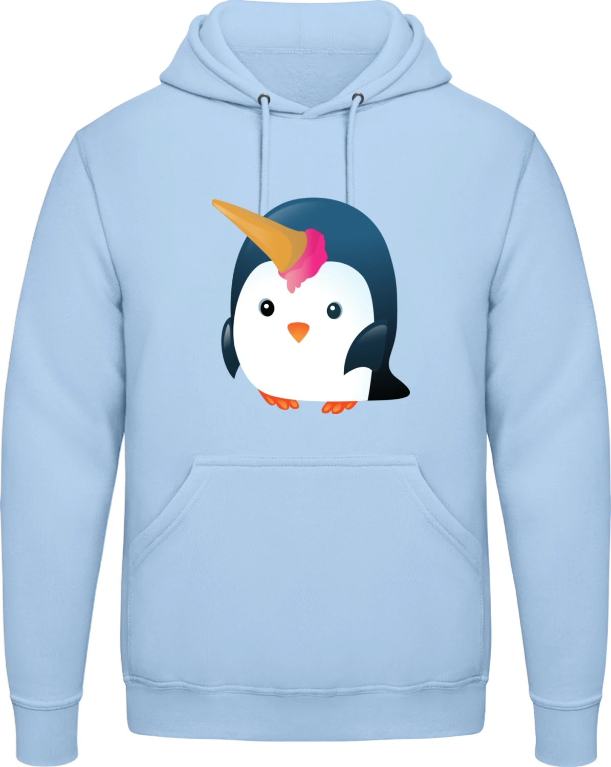 Unicorn Penguin - Sky Blue AWDis man hoodie - Front