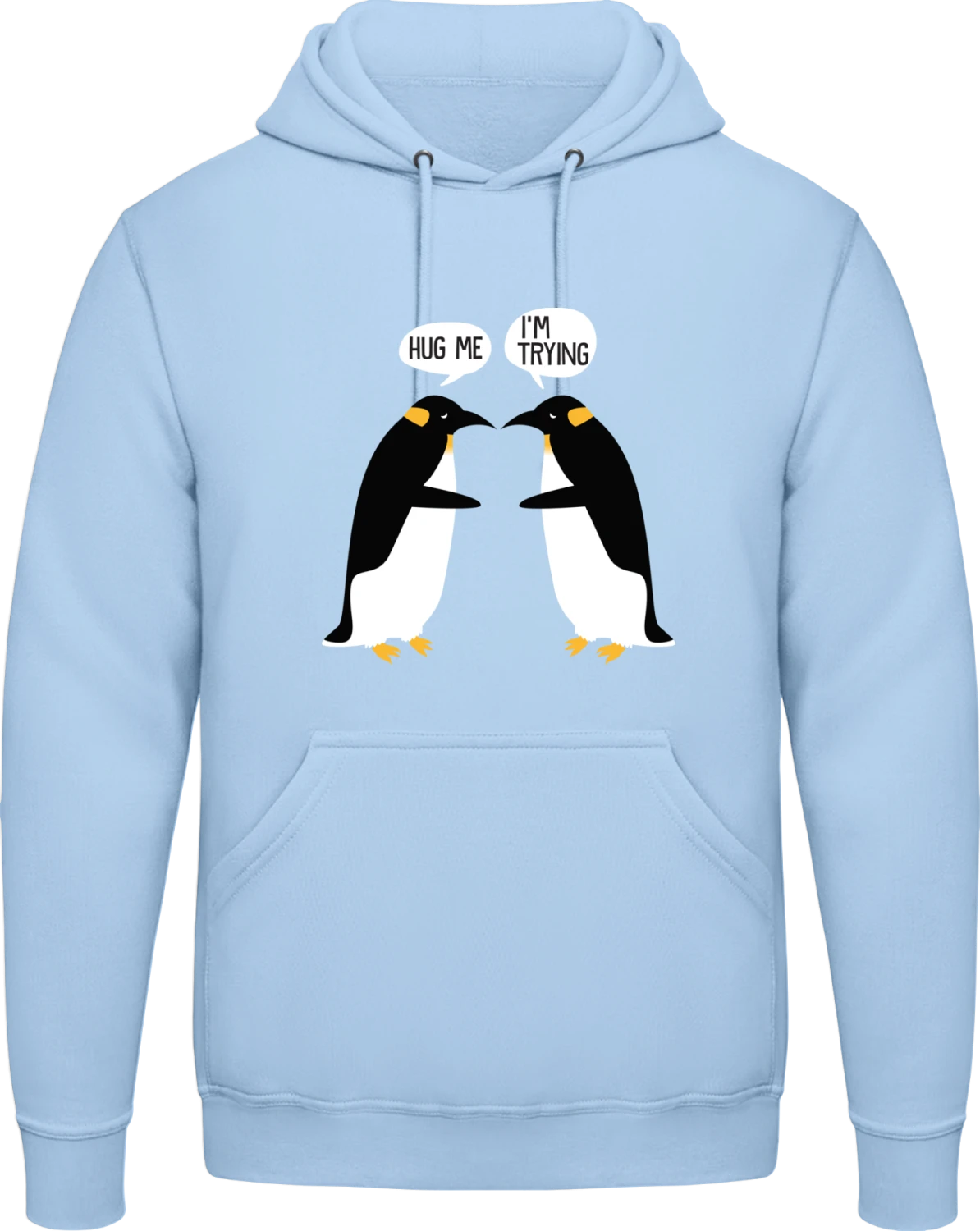 Penguin Hug Problems - Sky Blue AWDis man hoodie - Front