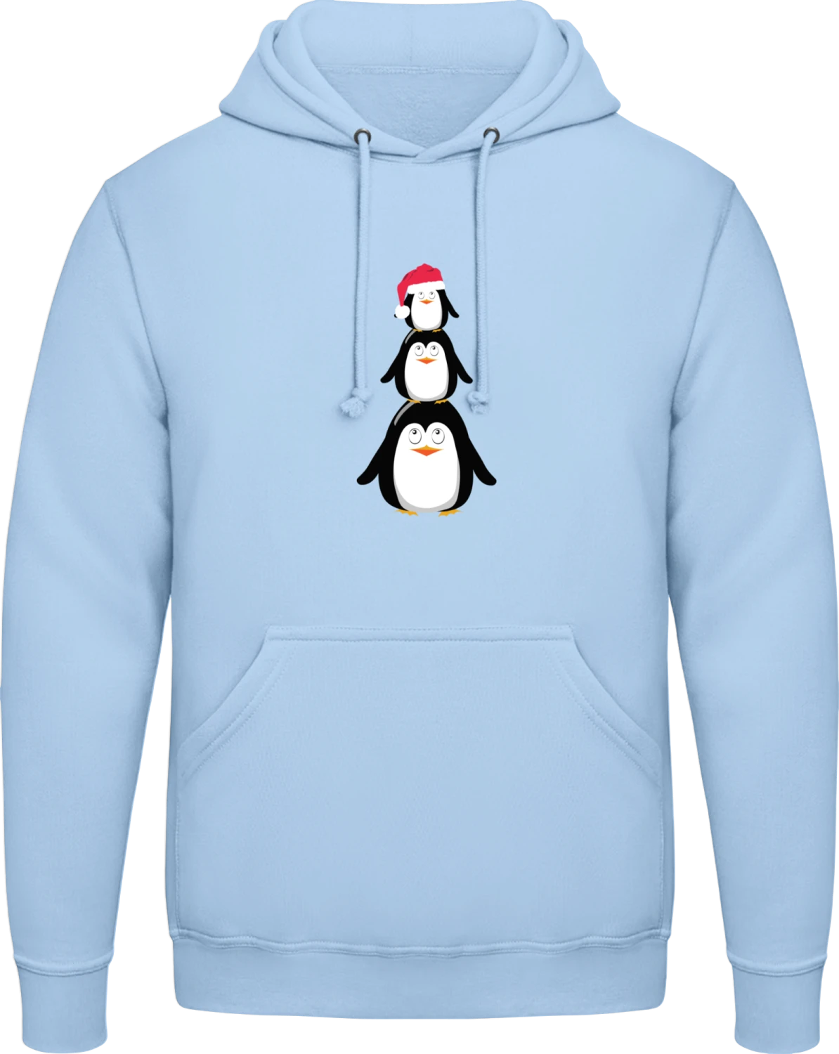 Christmas Penguin Family - Sky Blue AWDis man hoodie - Front