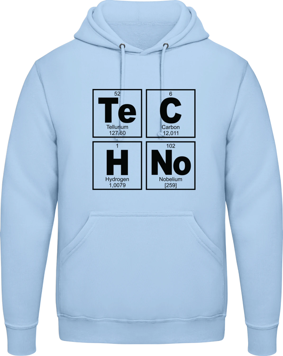 Techno Periodic Table - Sky Blue AWDis man hoodie - Front