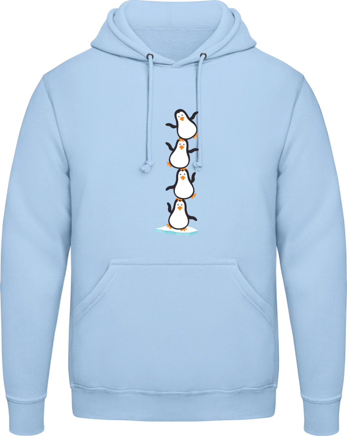 Penguin Balancing - Sky Blue AWDis man hoodie - Front