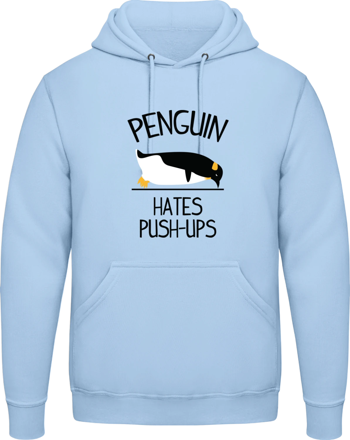 Penguins Hate Push Ups - Sky Blue AWDis man hoodie - Front