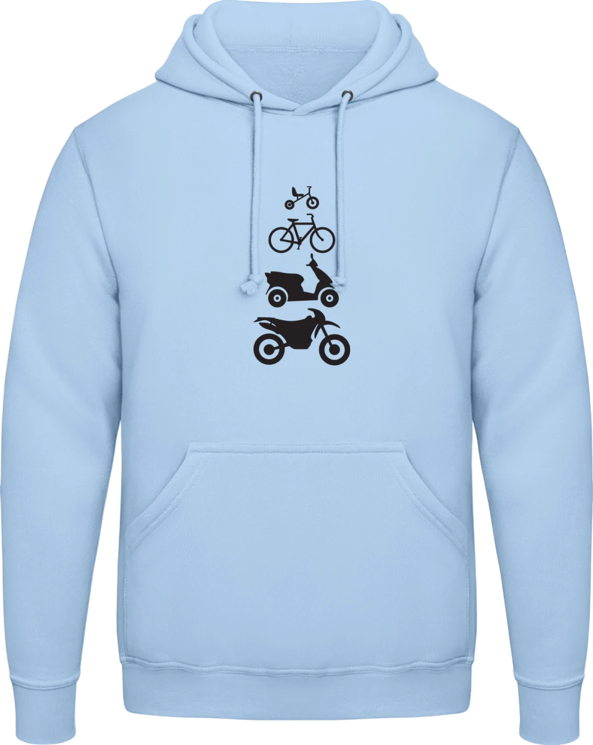 Evolution Bicycle Scooter Motorcycle  - Sky Blue AWDis man hoodie - Front