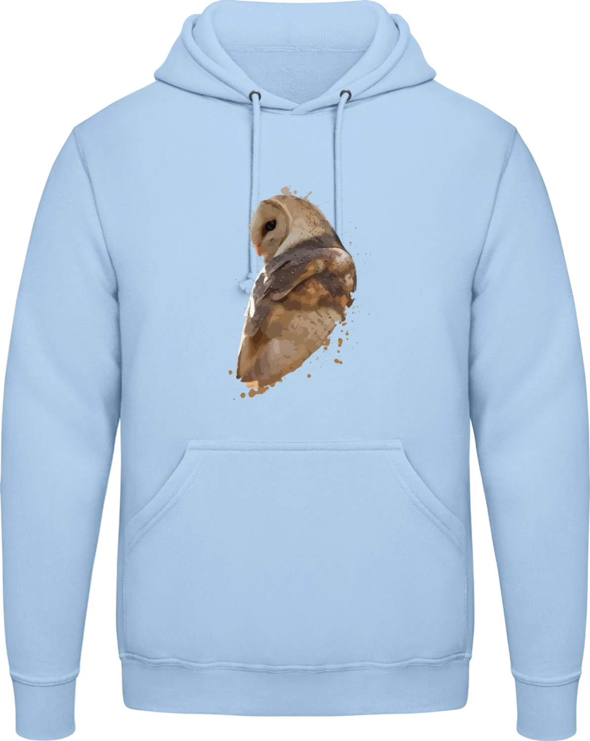 Barn Owl Watercolor Painting - Sky Blue AWDis man hoodie - Front