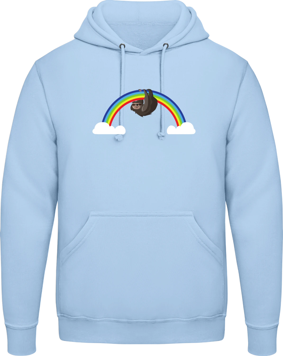 Sloth On Rainbow - Sky Blue AWDis man hoodie - Front