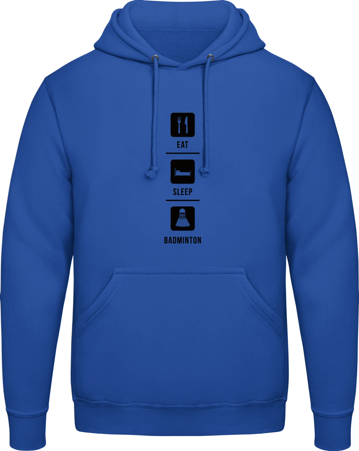 Eat Sleep Badminton - Royal blue AWDis man hoodie - Front