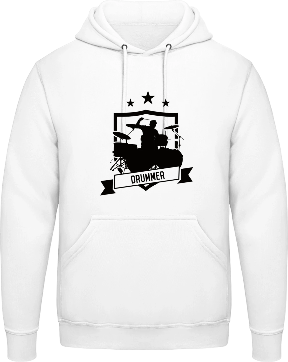 Drummer In Action - Arctic white AWDis man hoodie - Front