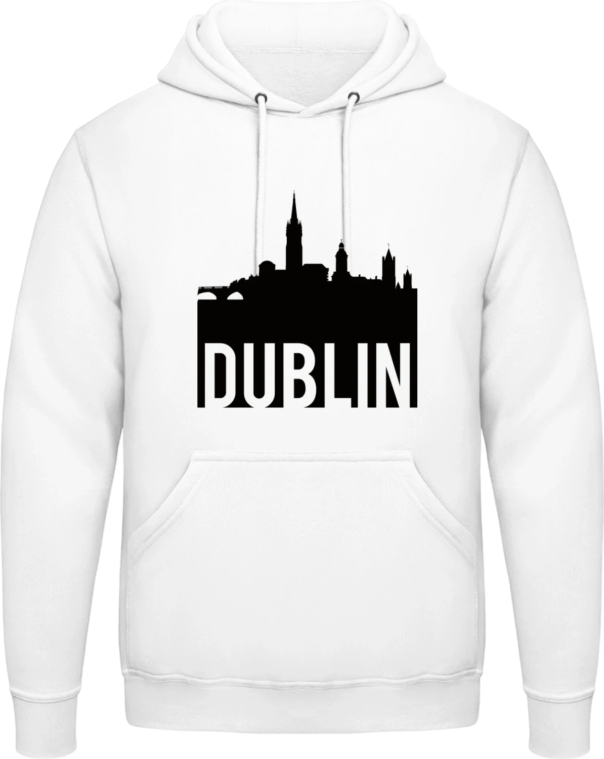 Dublin Skyline - Arctic white AWDis man hoodie - Front