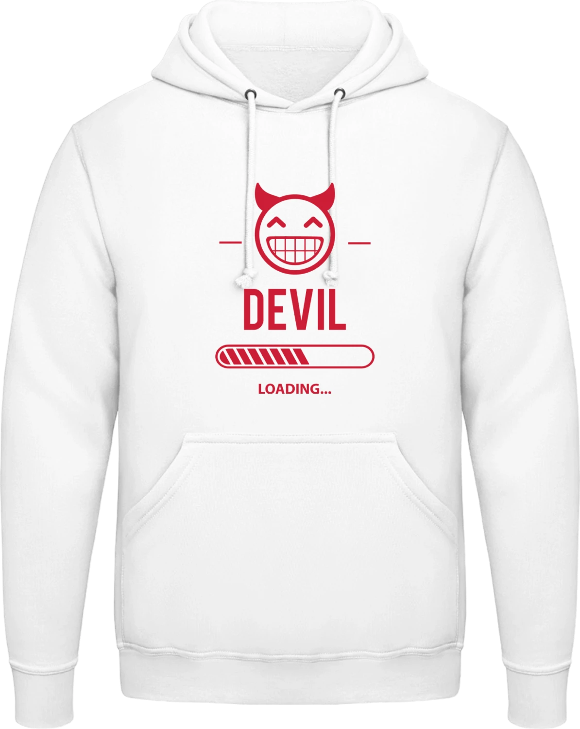 Devil Loading - Arctic white AWDis man hoodie - Front