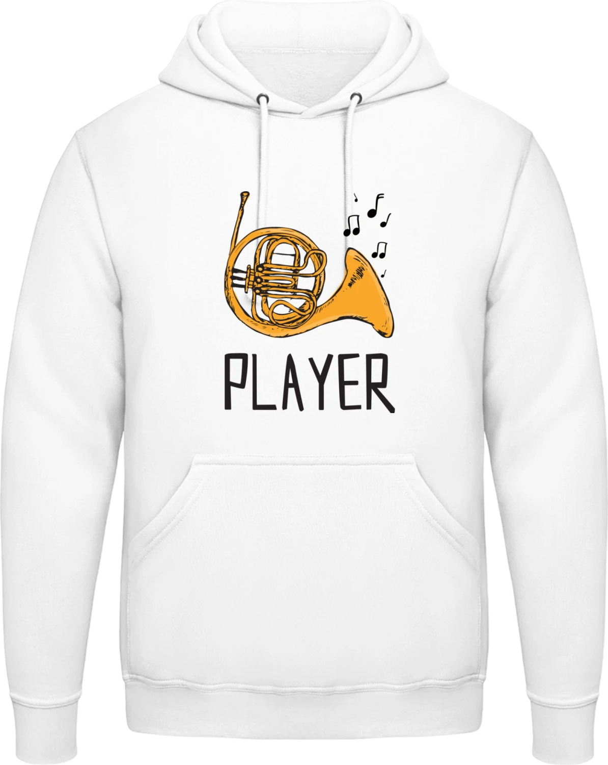 French Horn Player Illustration - Arctic white AWDis man hoodie - Front