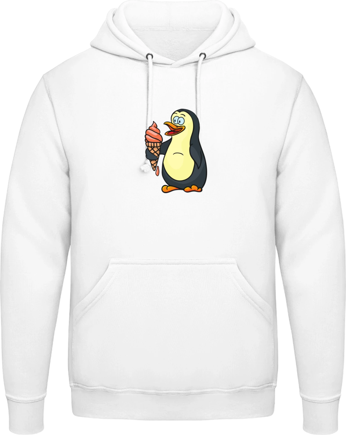 Penguin With Icecream - Arctic white AWDis man hoodie - Front