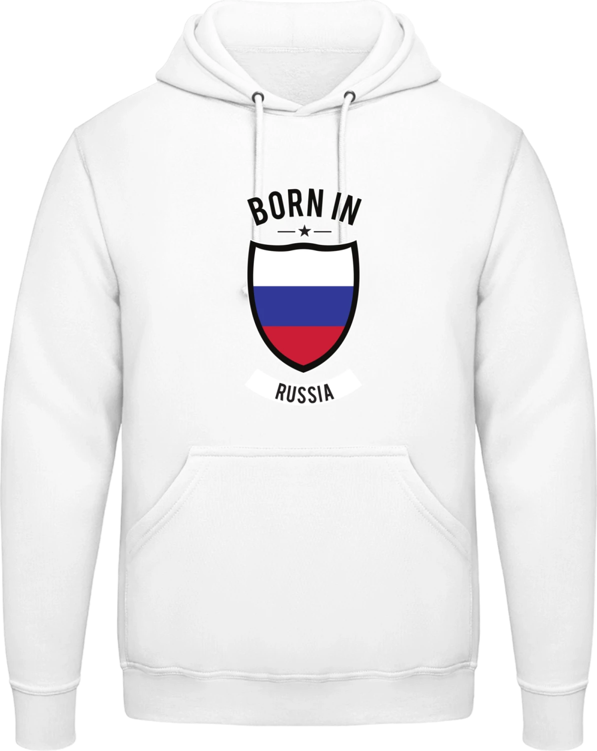 Born in Russia - Arctic white AWDis man hoodie - Front