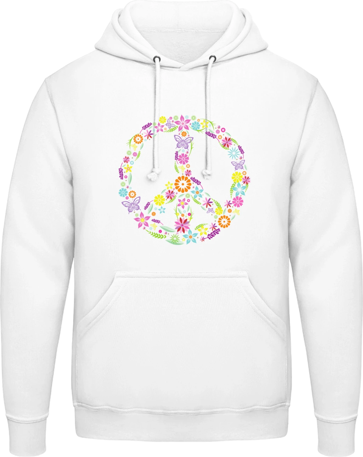 Peace Sign with Flowers - Arctic white AWDis man hoodie - Front