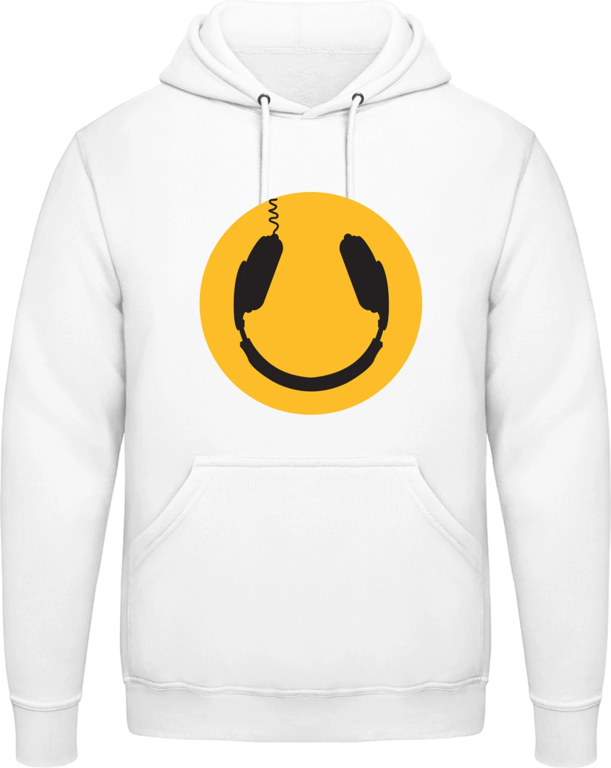 DJ Headphones Smiley - Arctic white AWDis man hoodie - Front