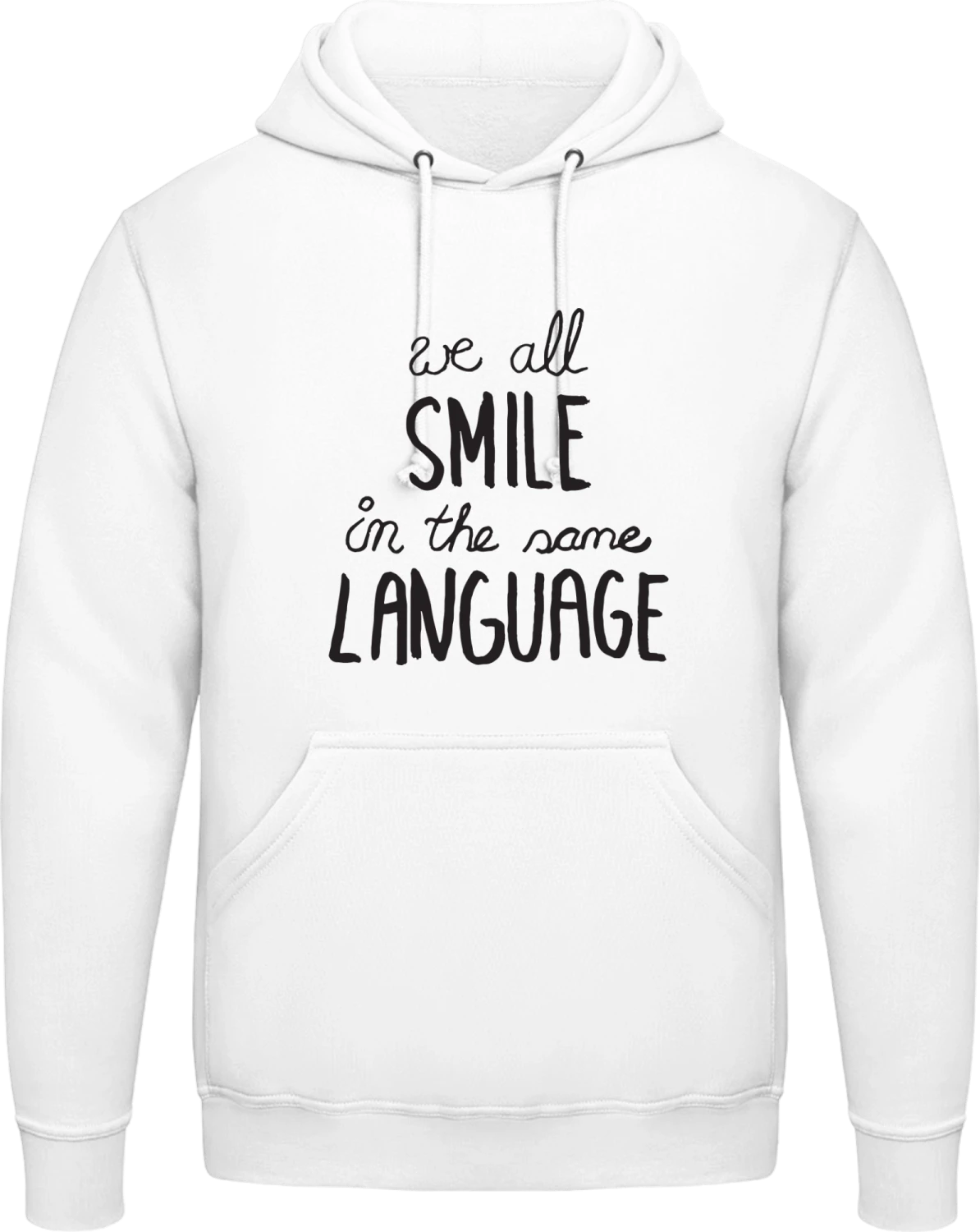 We All Smile In The Same Language - Arctic white AWDis man hoodie - Front