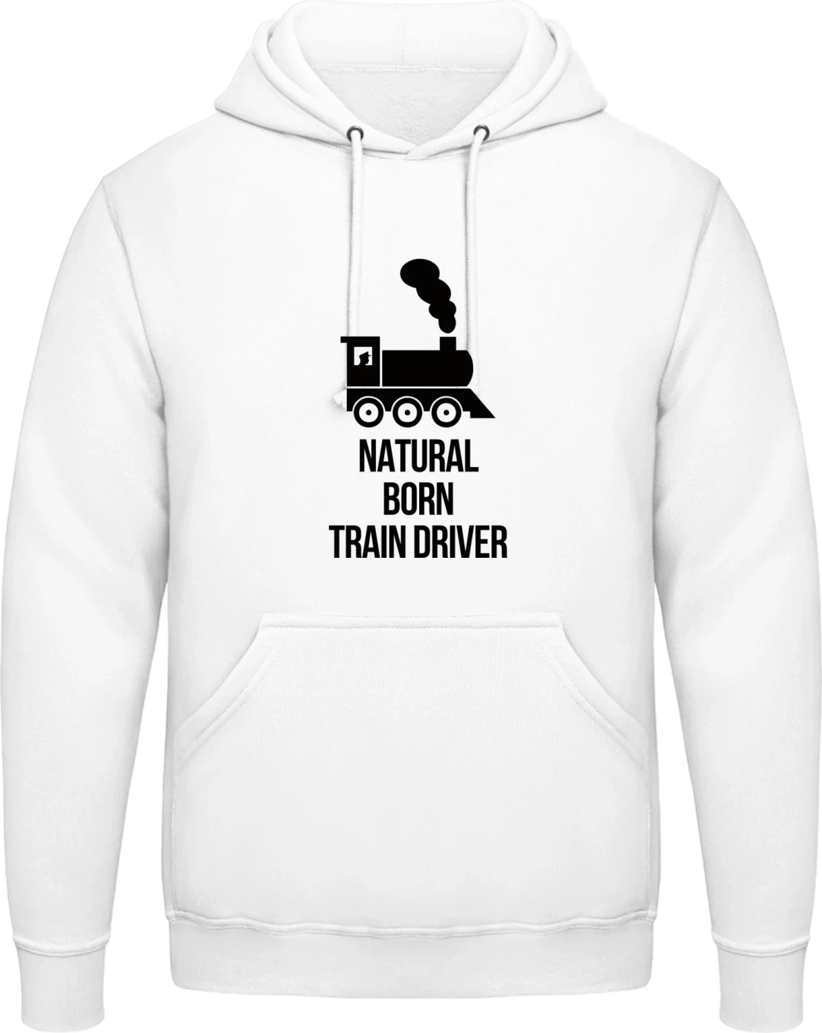 Natural Born Train Driver - Arctic white AWDis man hoodie - Front