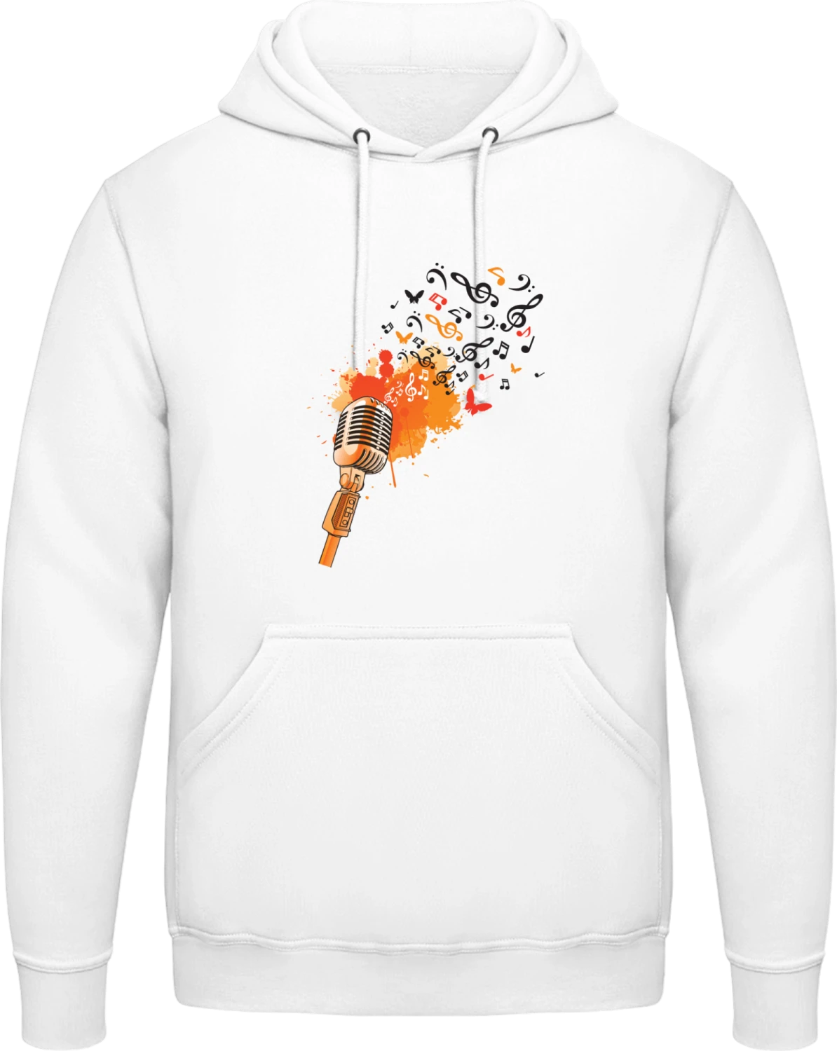 Microphone Stylish With Music Notes - Arctic white AWDis man hoodie - Front