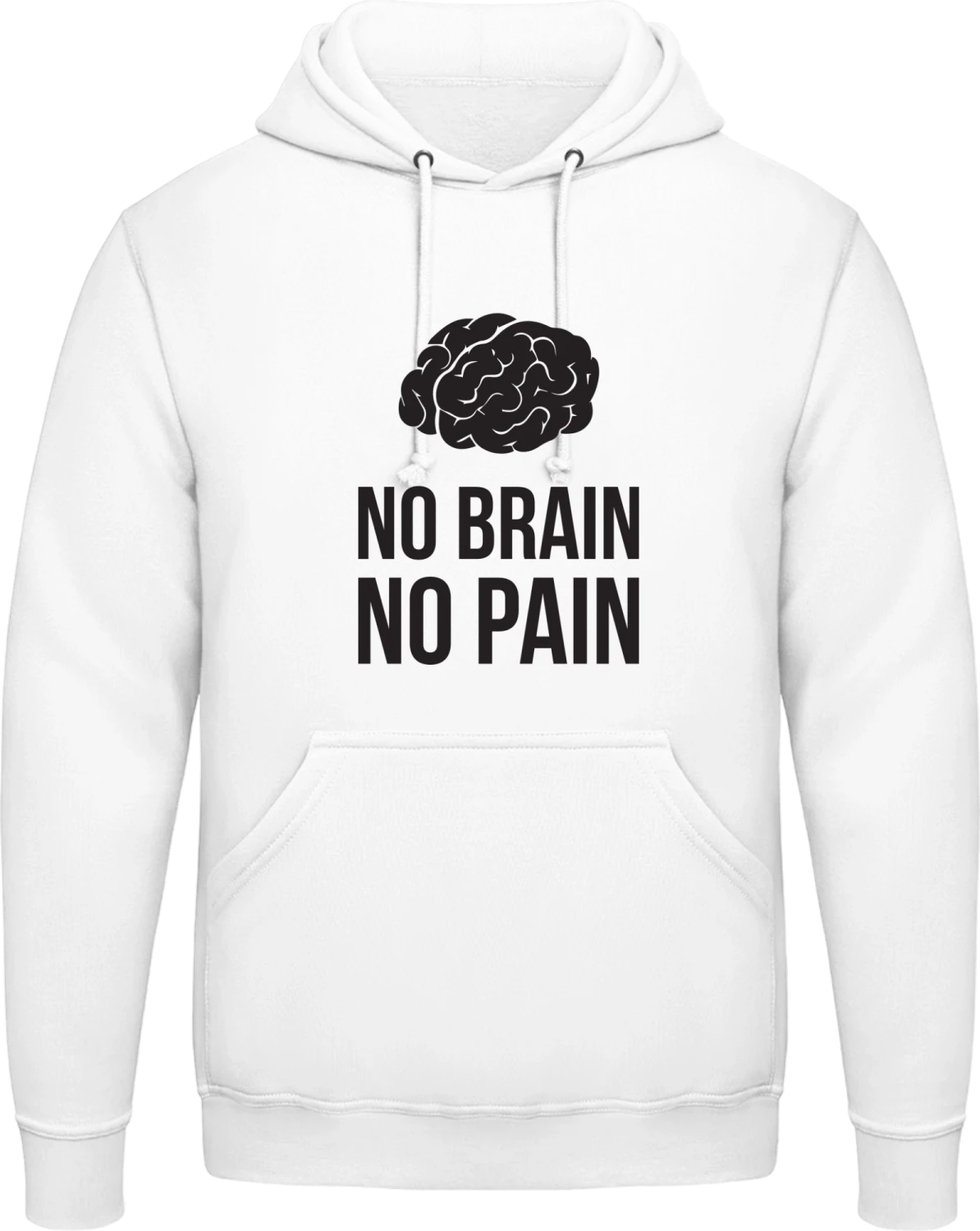 No Brain No Pain - Arctic white AWDis man hoodie - Front