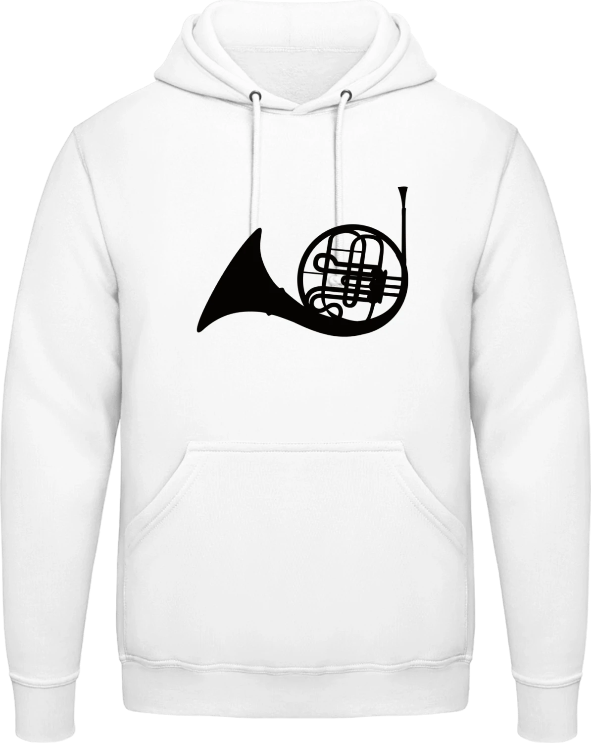 French Horn Logo - Arctic white AWDis man hoodie - Front