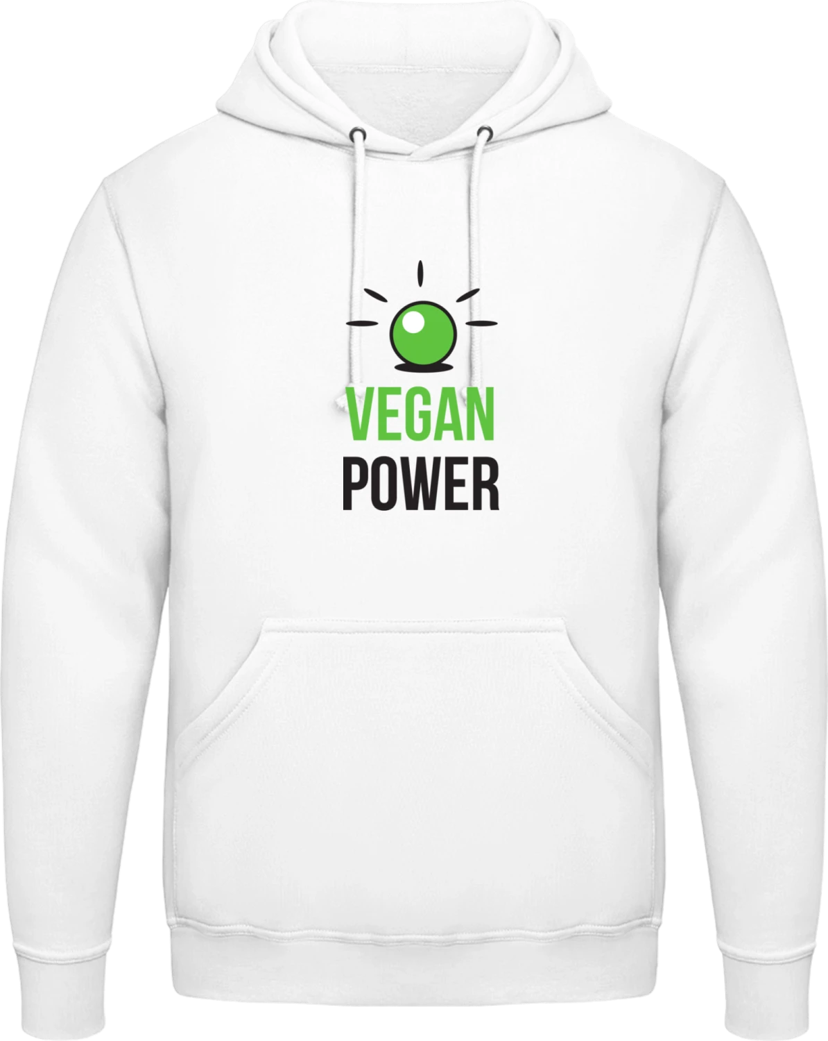 Vegan Power - Arctic white AWDis man hoodie - Front