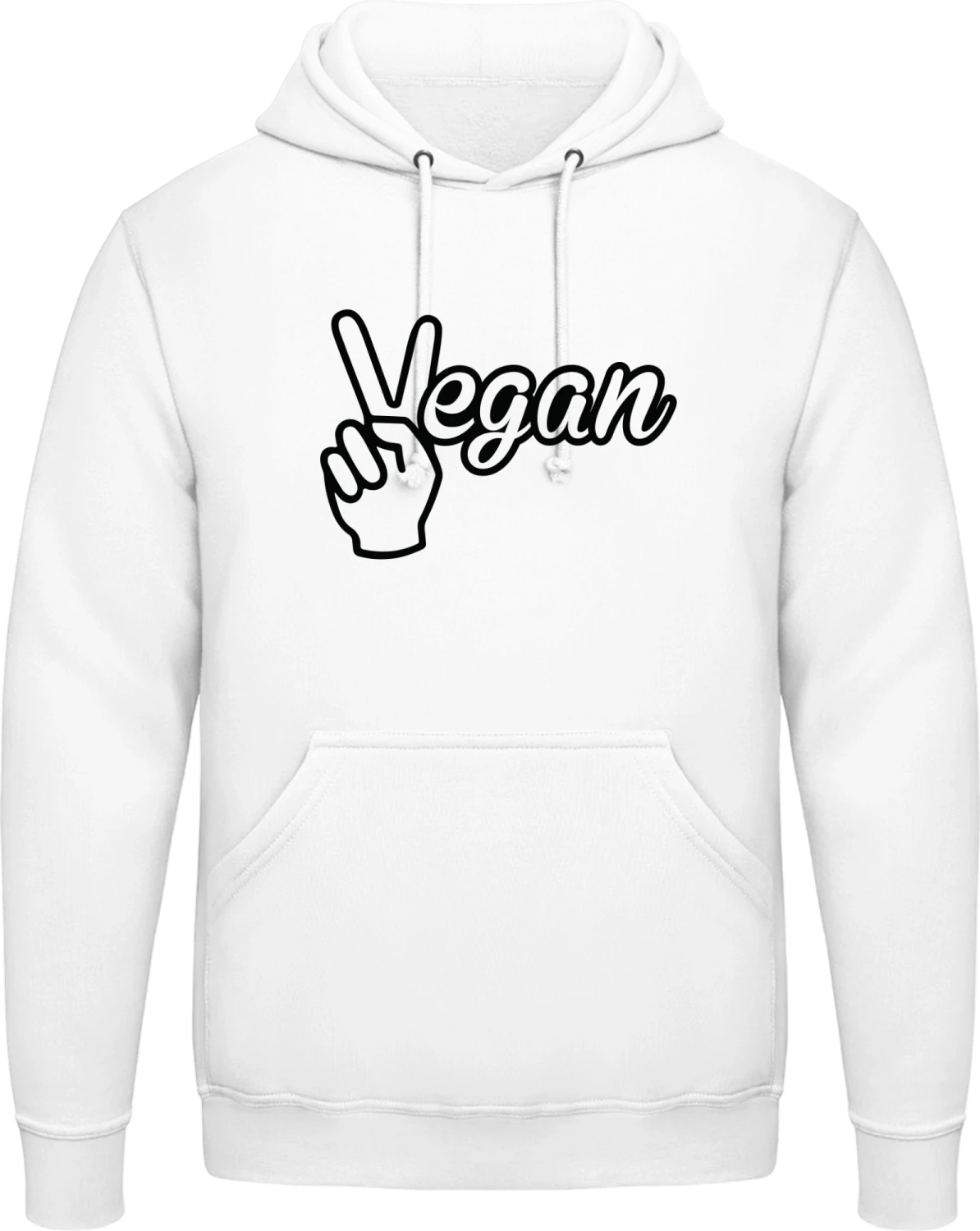 Vegan Logo - Arctic white AWDis man hoodie - Front