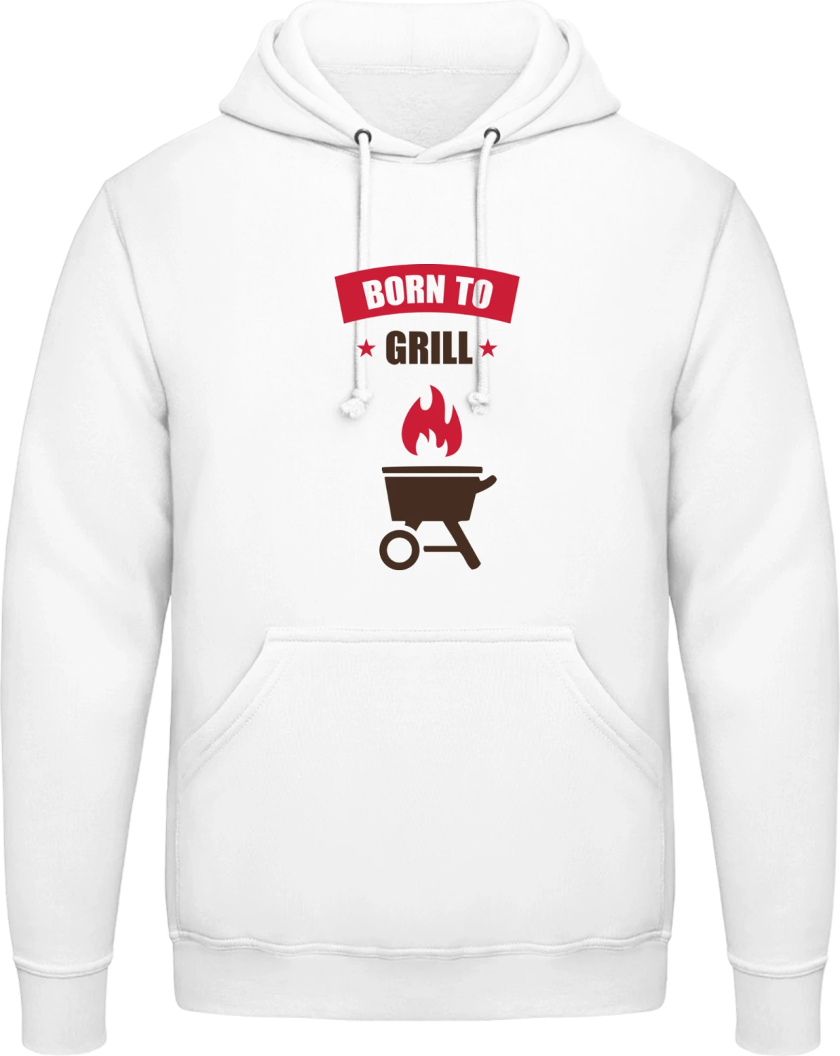 Born to Grill - Arctic white AWDis man hoodie - Front