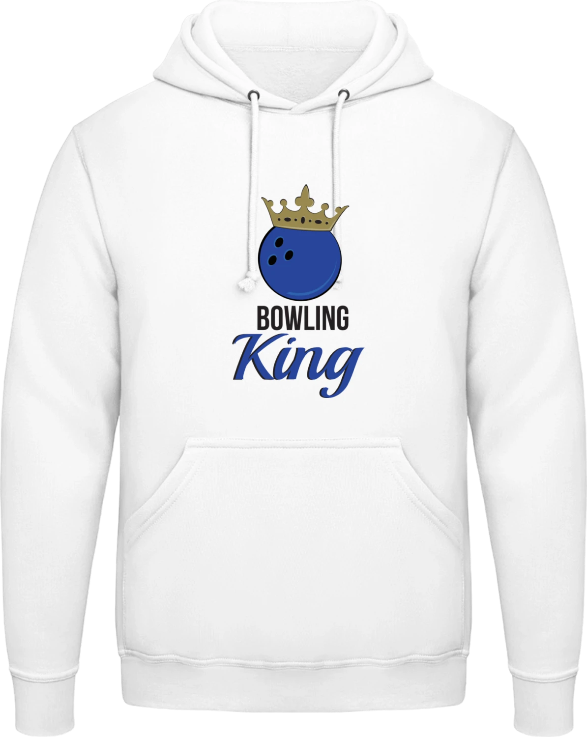 Bowling King - Arctic white AWDis man hoodie - Front