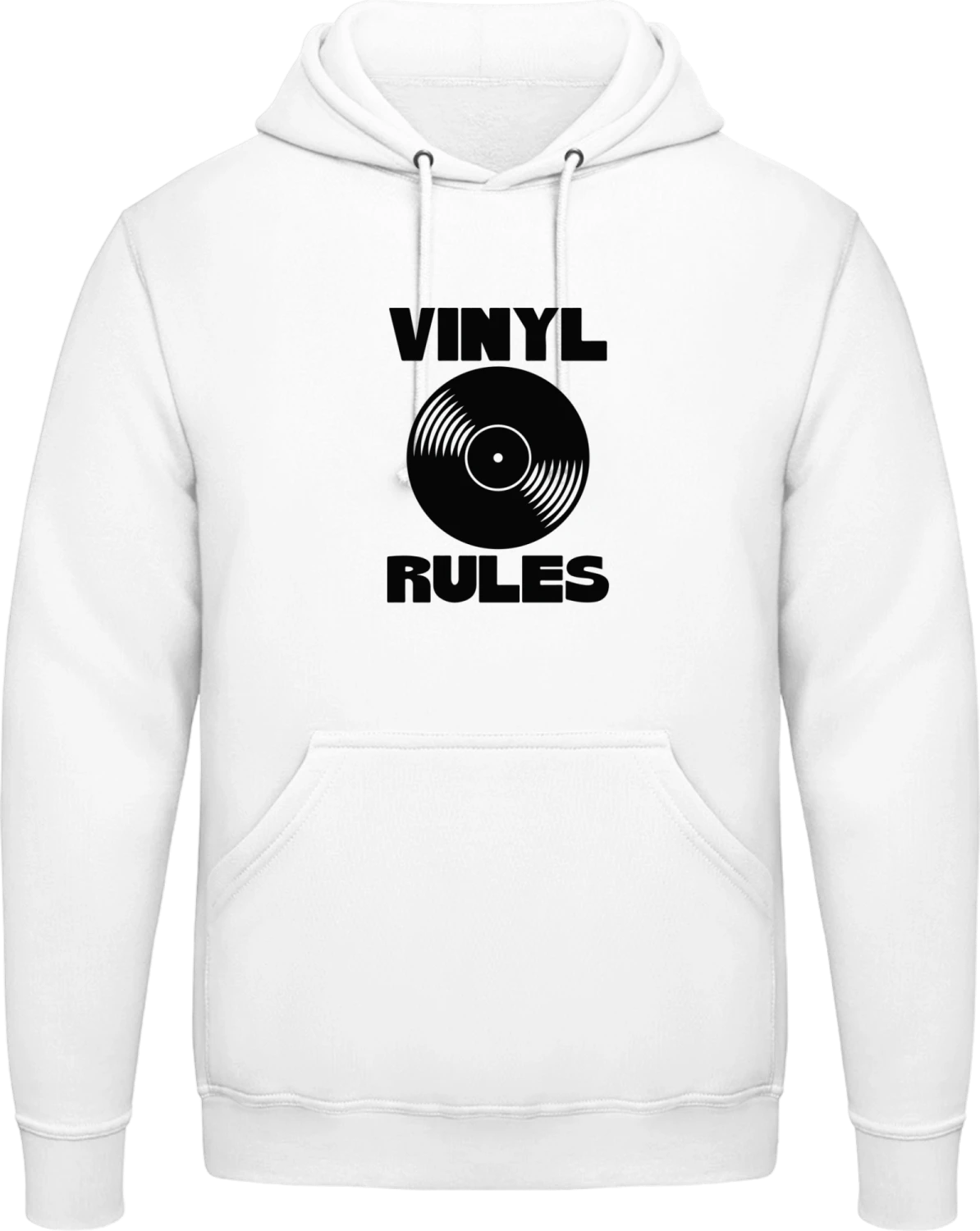 Vinyl Rules - Arctic white AWDis man hoodie - Front