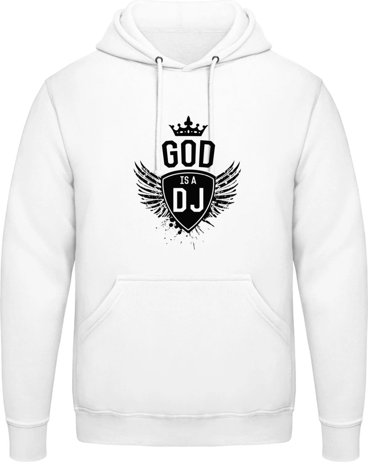 God is a DJ Winged - Arctic white AWDis man hoodie - Front