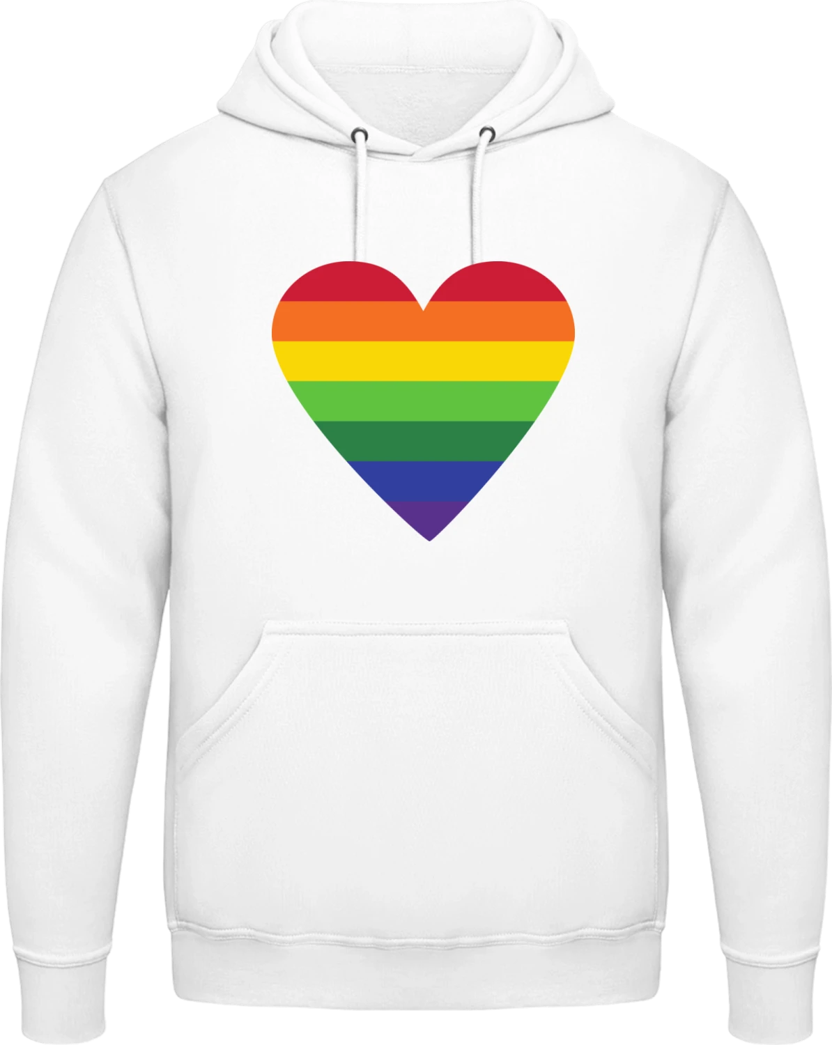 Rainbow Heart Stripes - Arctic white AWDis man hoodie - Front